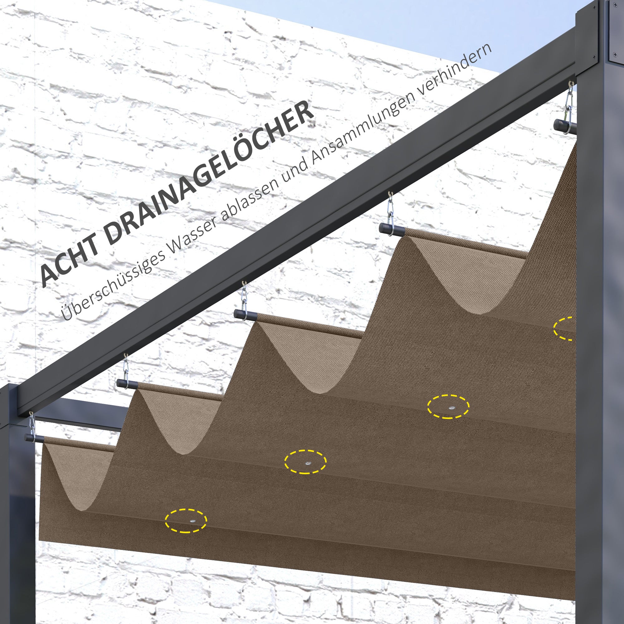 Outsunny Ersatzdach für 2,85 x 2 m Gartenpavillon, ausziehbar, einfache Montage, Polyester, Kaffee