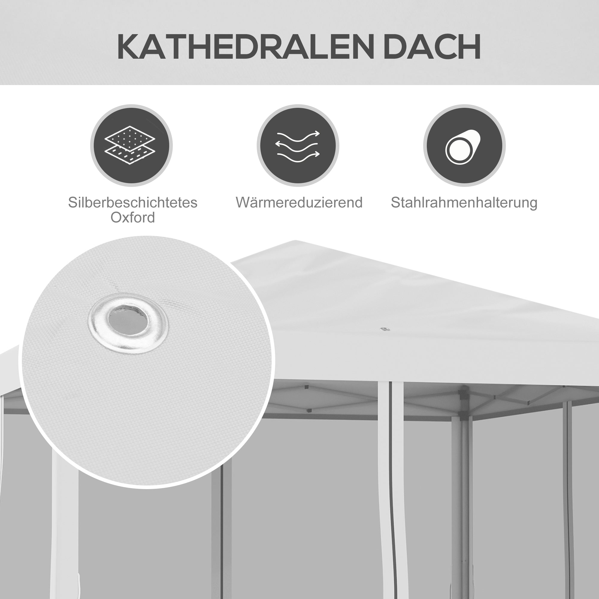 Outsunny Faltpavillon, Faltzelt mit Seitenwänden inkl. Tragetasche, Gartenpavillon, Metall, Oxfordstoff, 3 x 3 m, Cremeweiß
