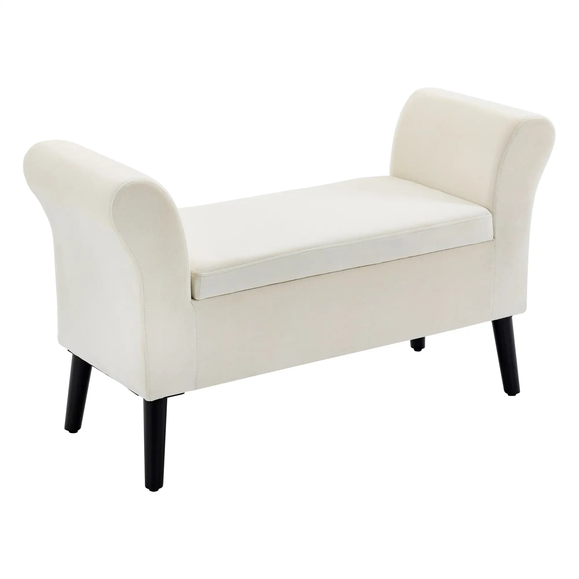 HOMCOM Sitzbank mit Stauraum, 111,5cm x 41cm x 65cm, Cremeweiß