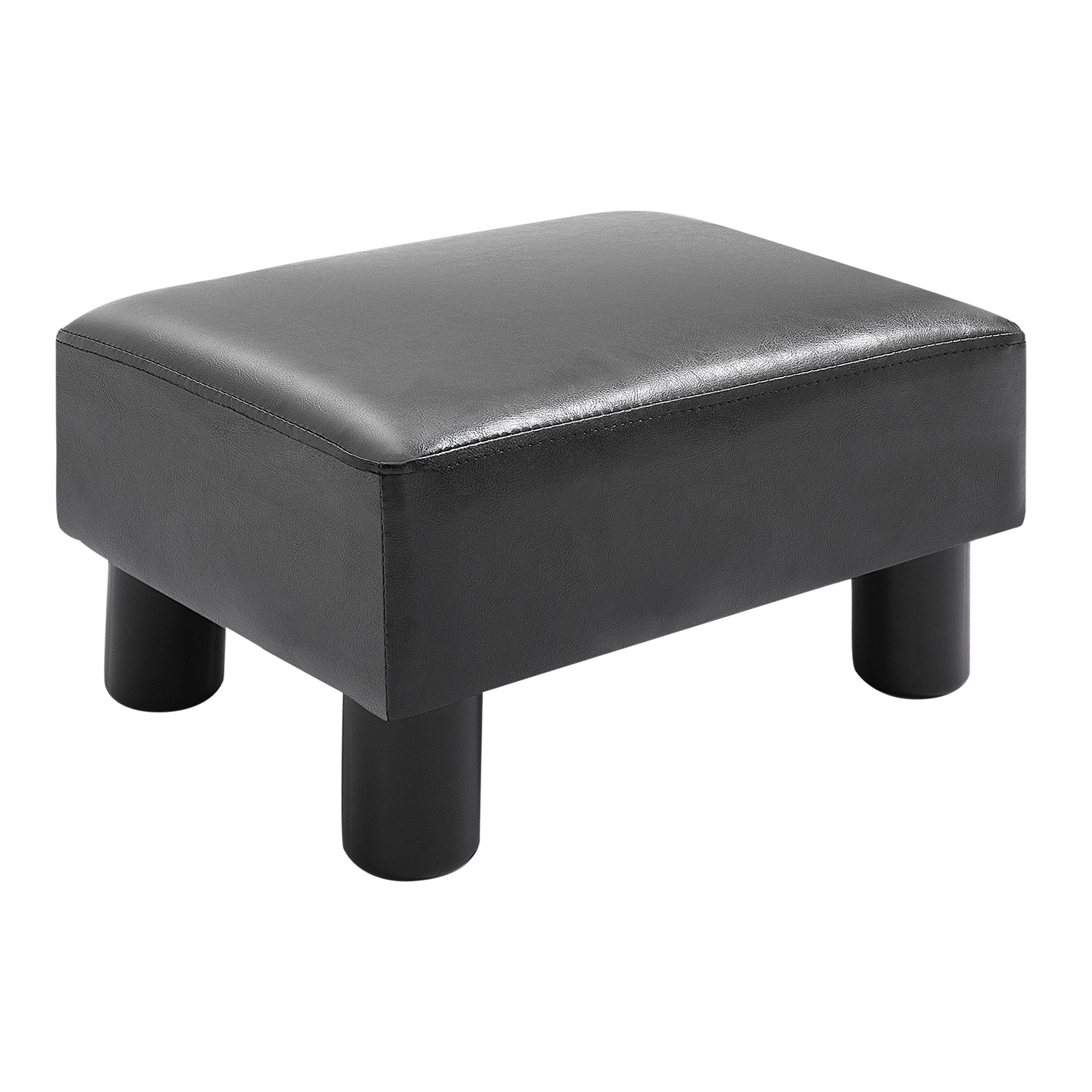 HOMCOM Sitzhocker Hocker mit Kunstleder Moderner Fußhocker Kunstlederhocker Ottomane für Schlafzimmer, Wohnzimmer, Schwarz