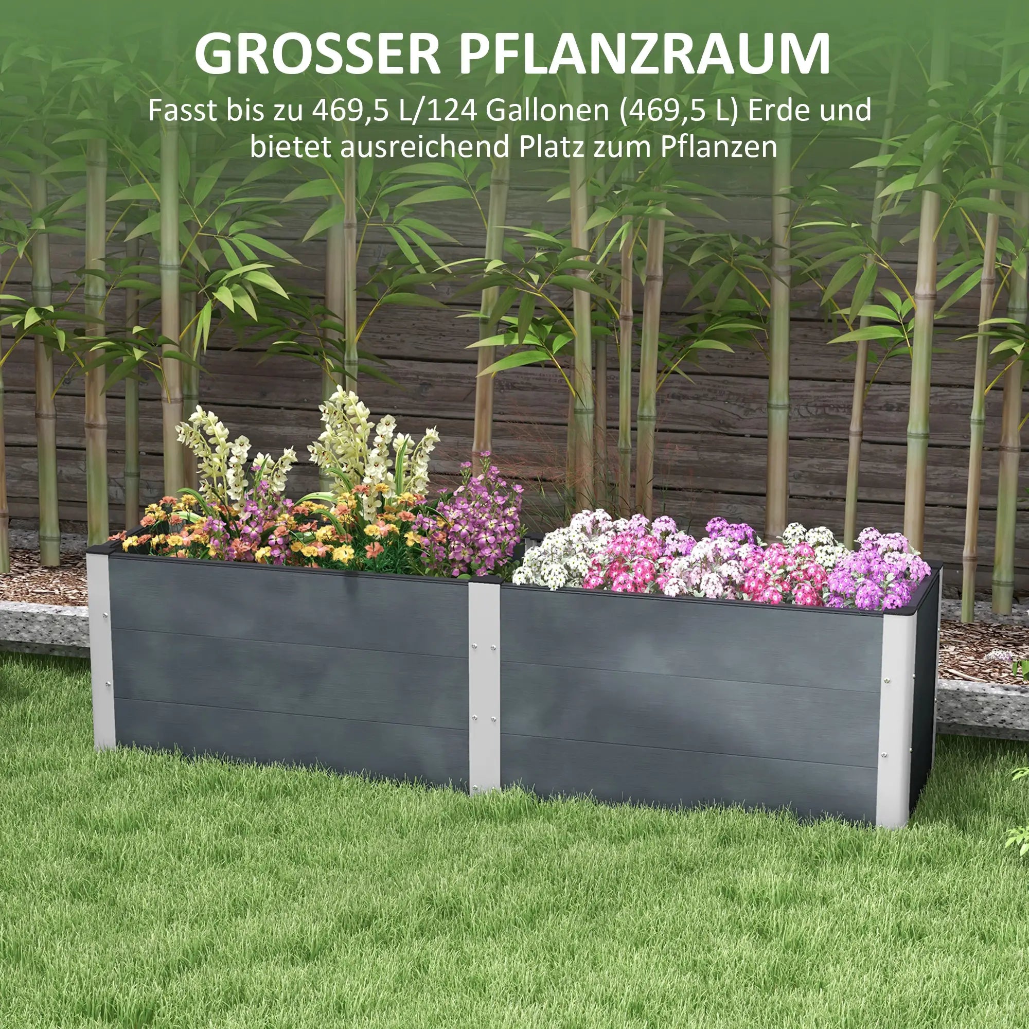 Outsunny Hochbeet 200x50x56?cm Grau