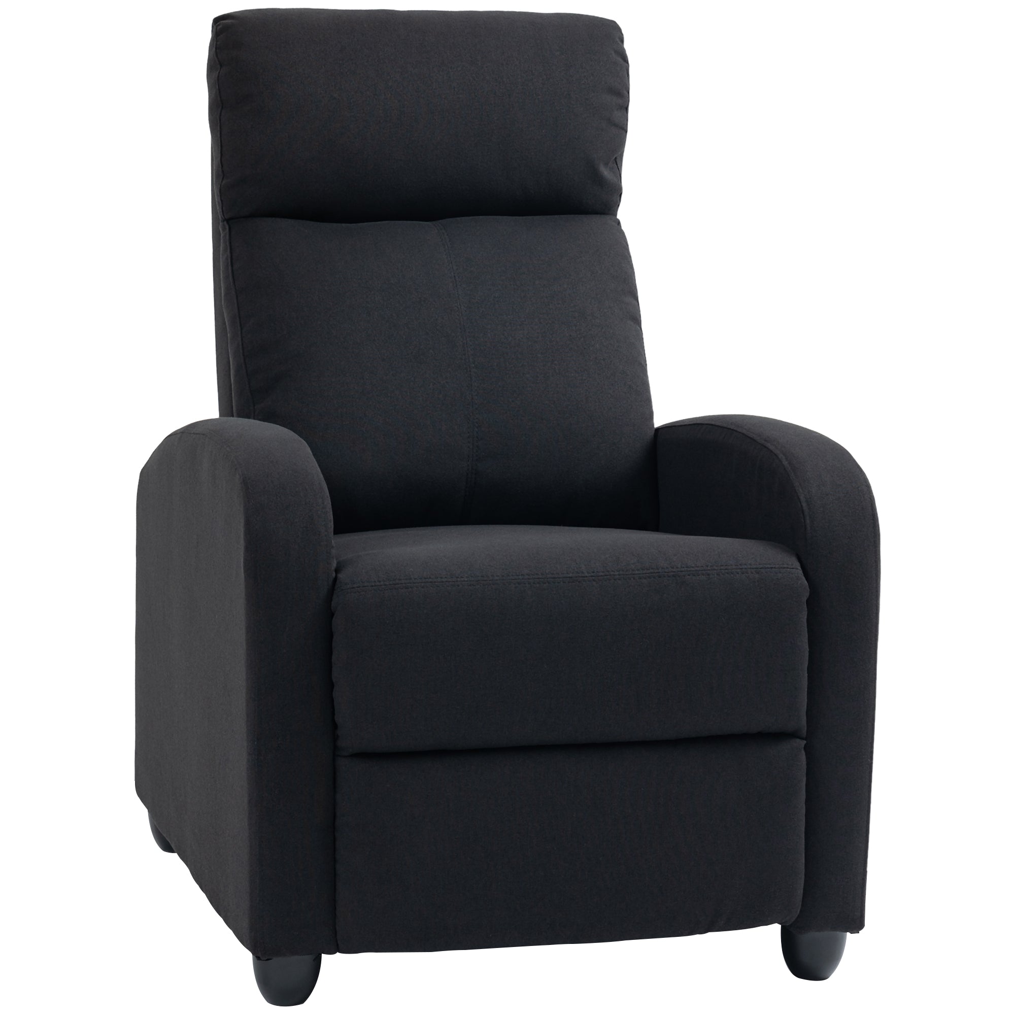 HOMCOM Relaxsessel, verstellbar 135°, ausziehbare Fußstütze, gepolsterte Lehnen, Leinen-Polyester, Schwarz