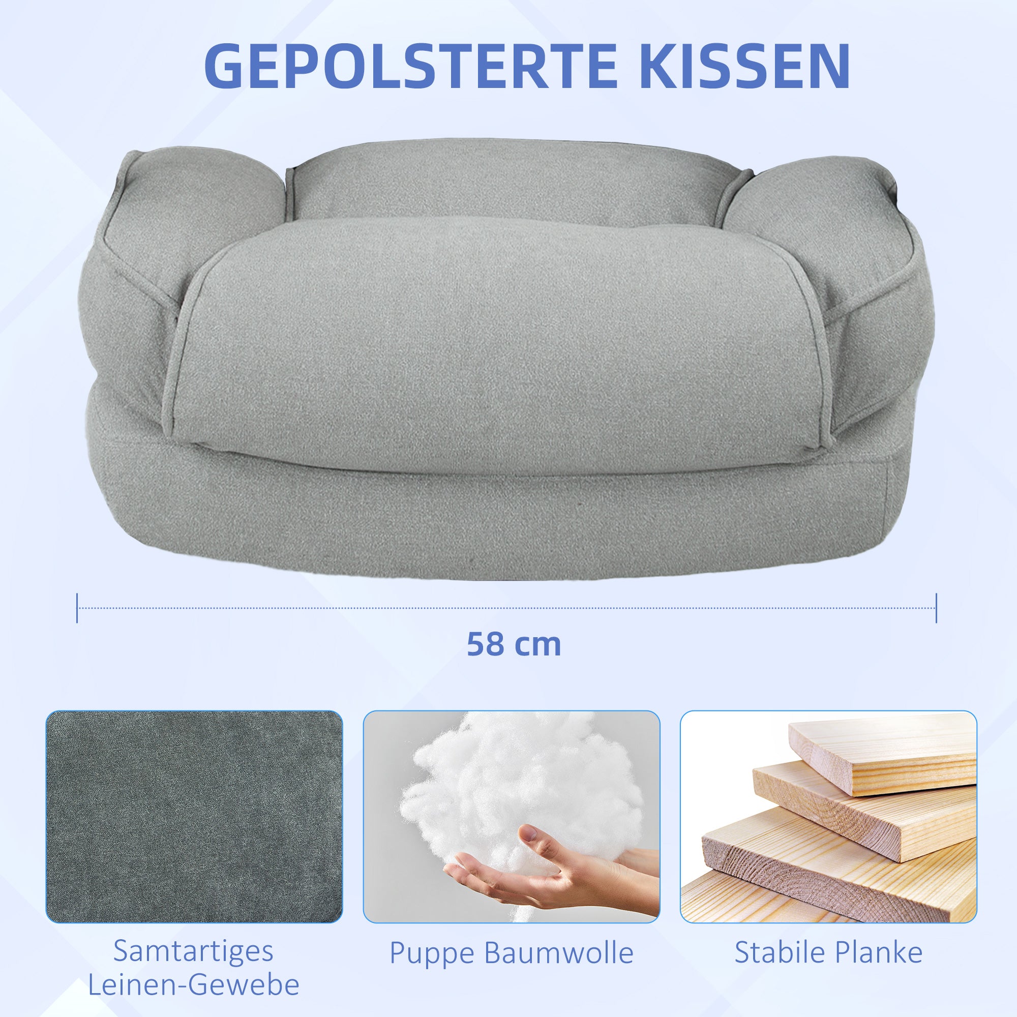HOMCOM Großer hoher Bürostuhl, 200 kg Tragekapazität, robuste Konstruktion, weicher Bezug, Hellgrau