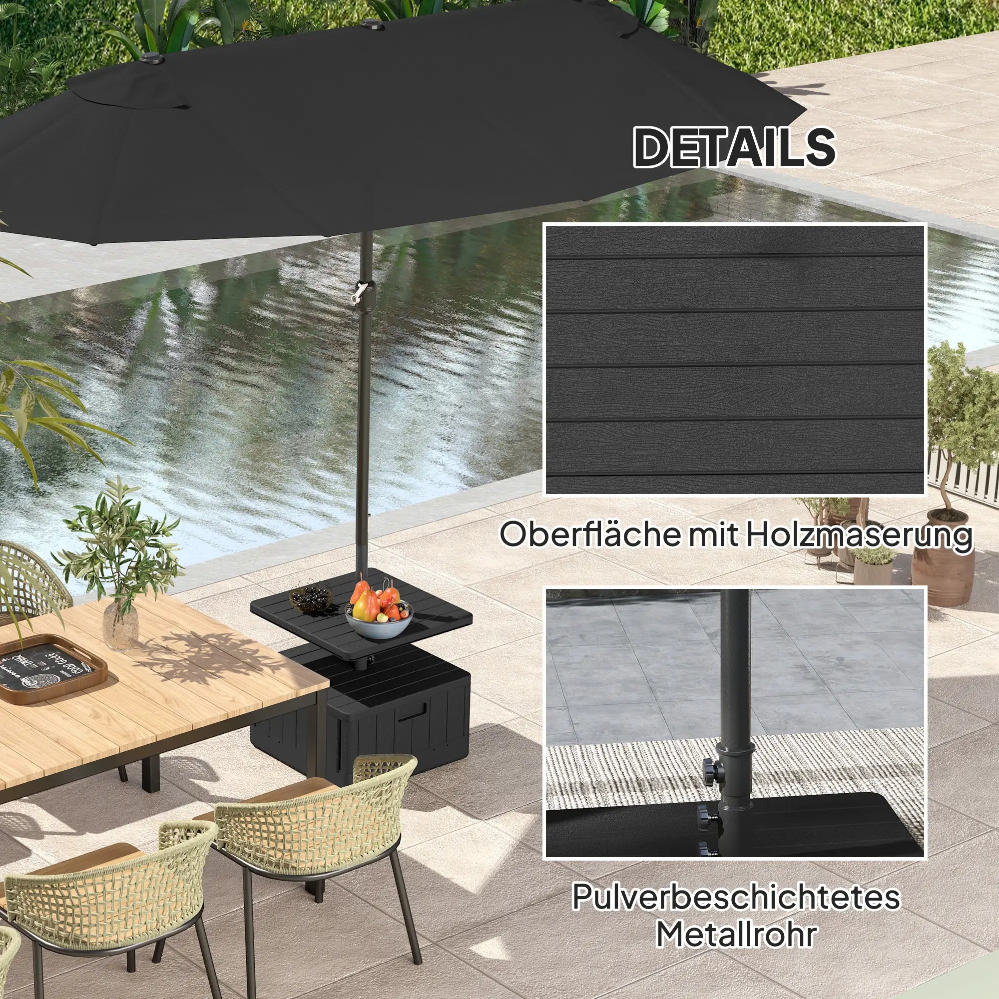 Outsunny 3-in-1 Schirmständer 80?kg Schwarz