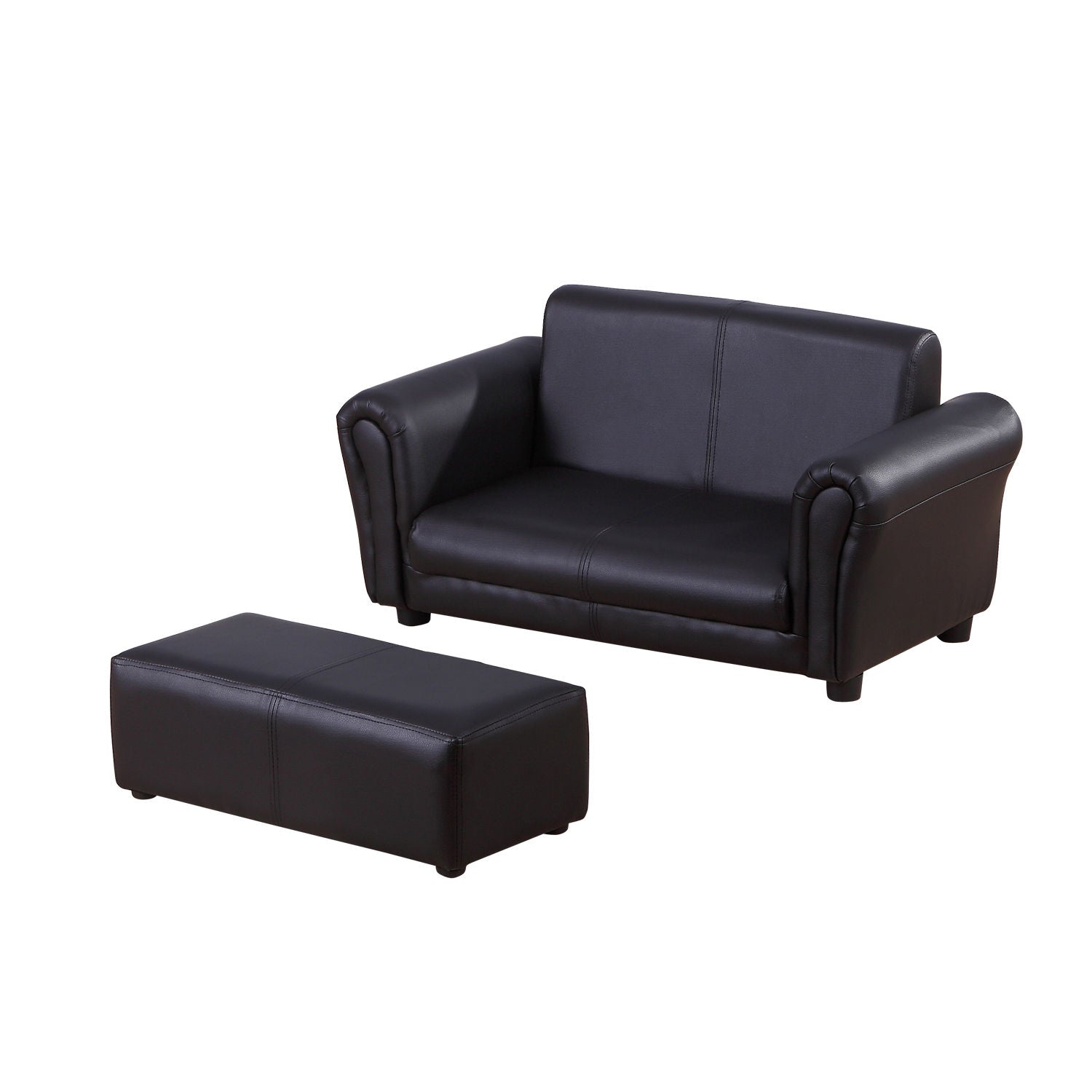 HOMCOM Kindersessel mit Hocker 2-teiliges Set Kunstleder Weiß