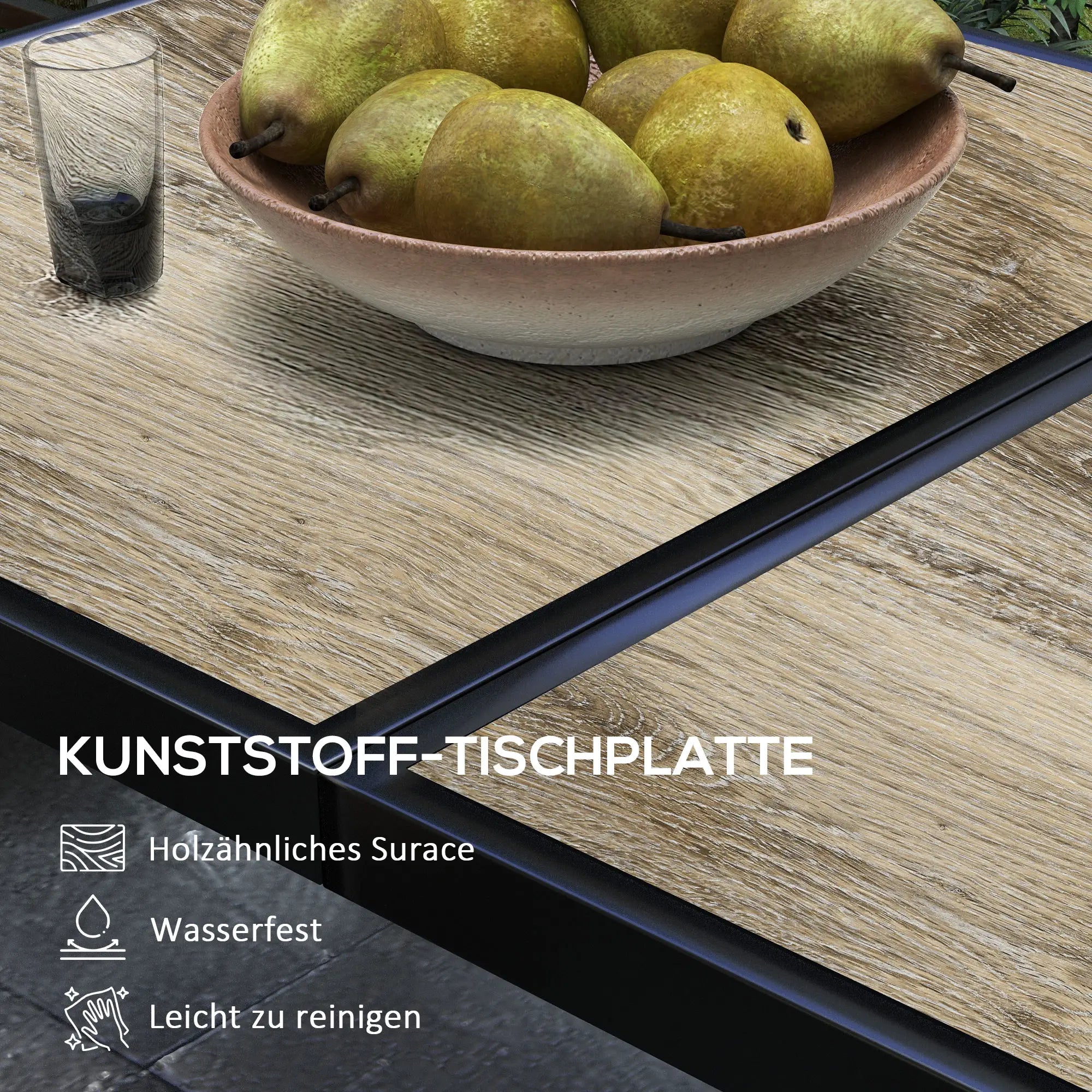 Gartentisch 145x85?cm für 6 Personen, Holzoptik Grau
