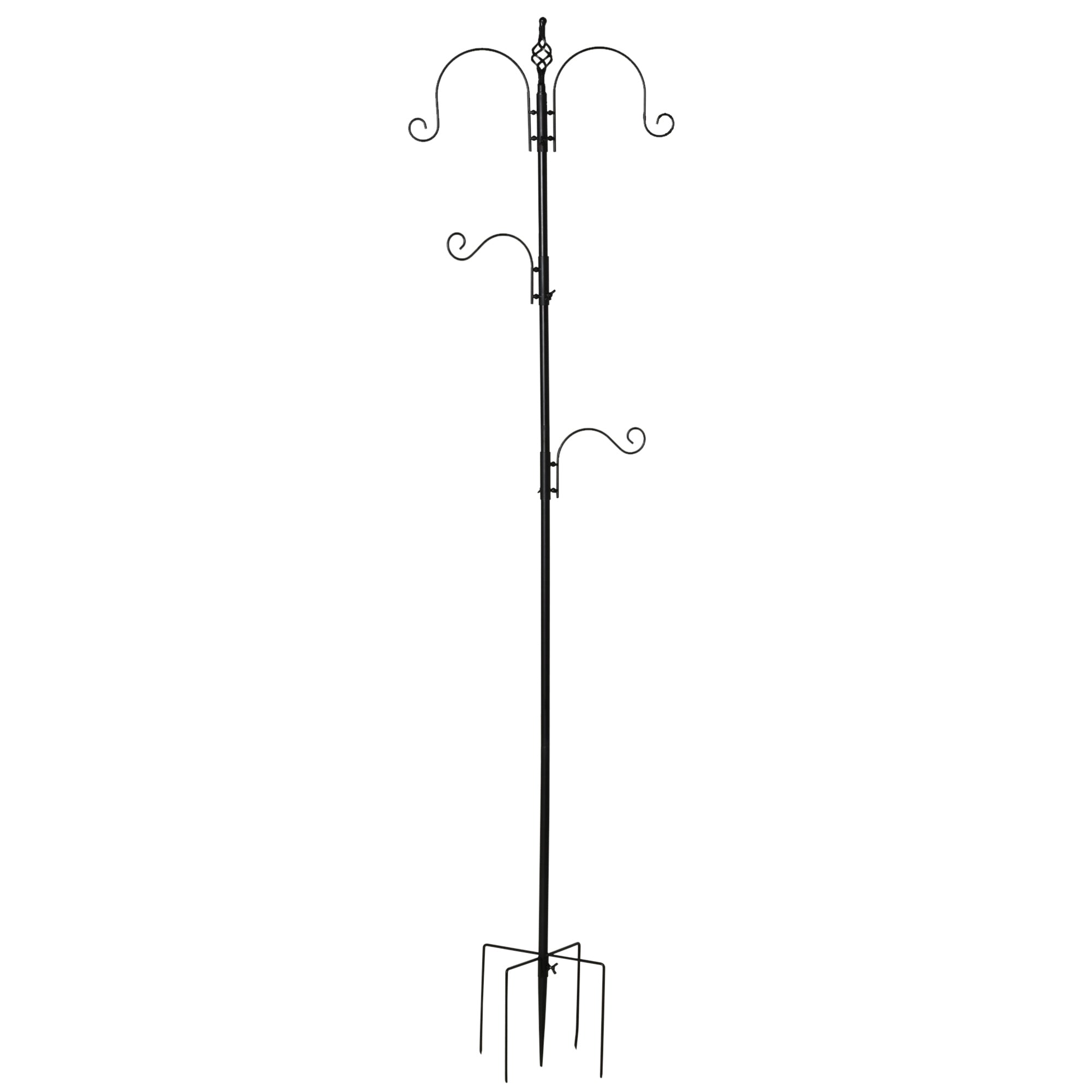 PawHut Vogelfutterstation, Outdoor-Futterspender, 4 Haken, Stahl, Schwarz