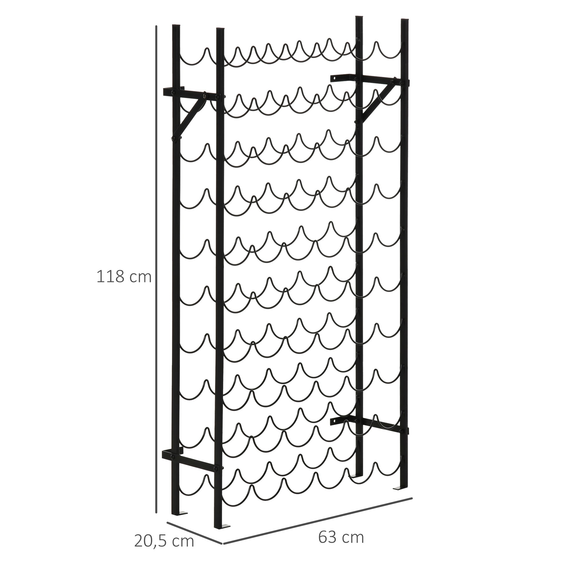 HOMCOM Weinregal Weinständer Flaschenregal 60 Flaschen Wandbefestigung Metall Schwarz