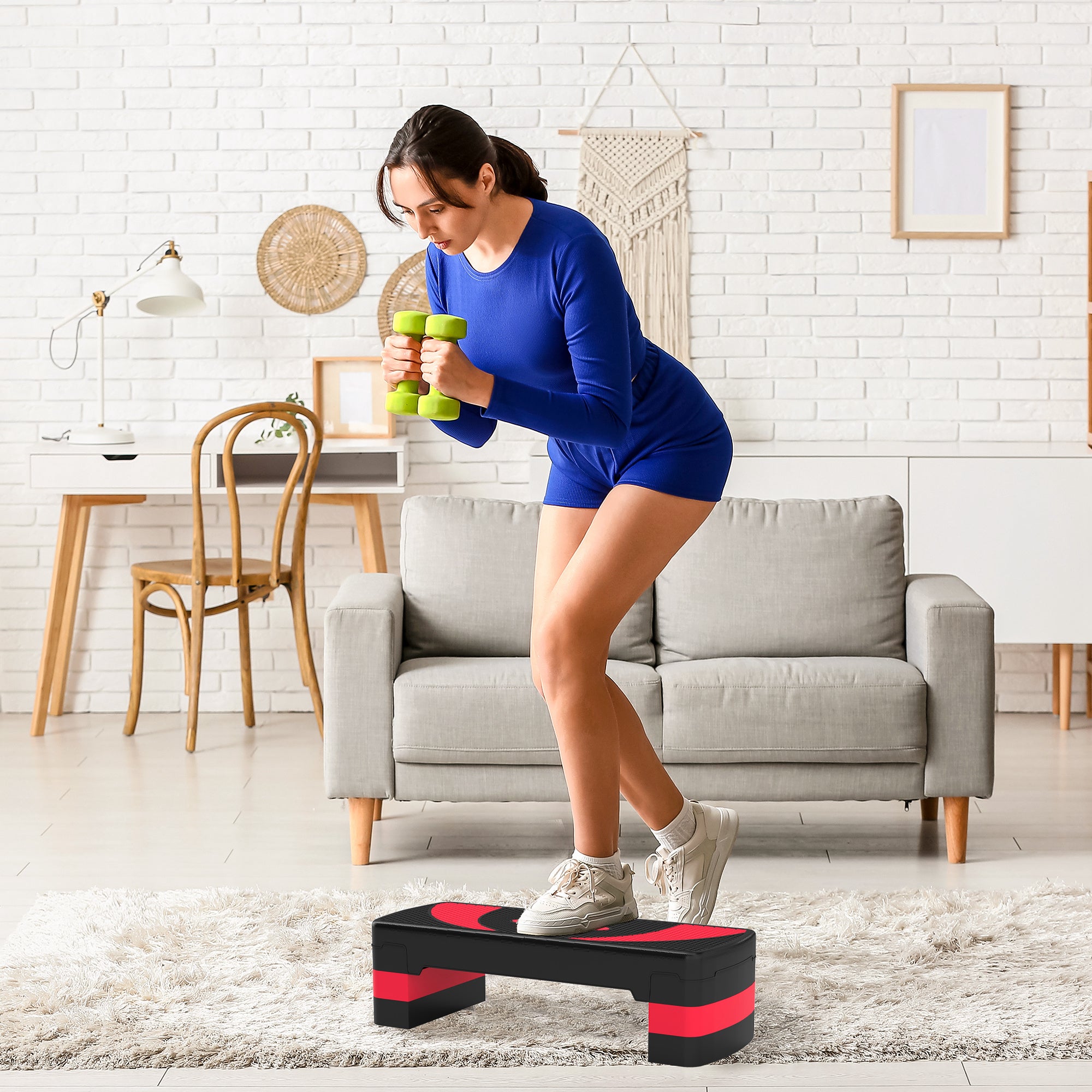 HOMCOM Aerobic-Stepper, höhenverstellbar, für Indoor und Outdoor, Belastbarkeit bis 150 kg, 80 x 31 x 10-20 cm, Rot