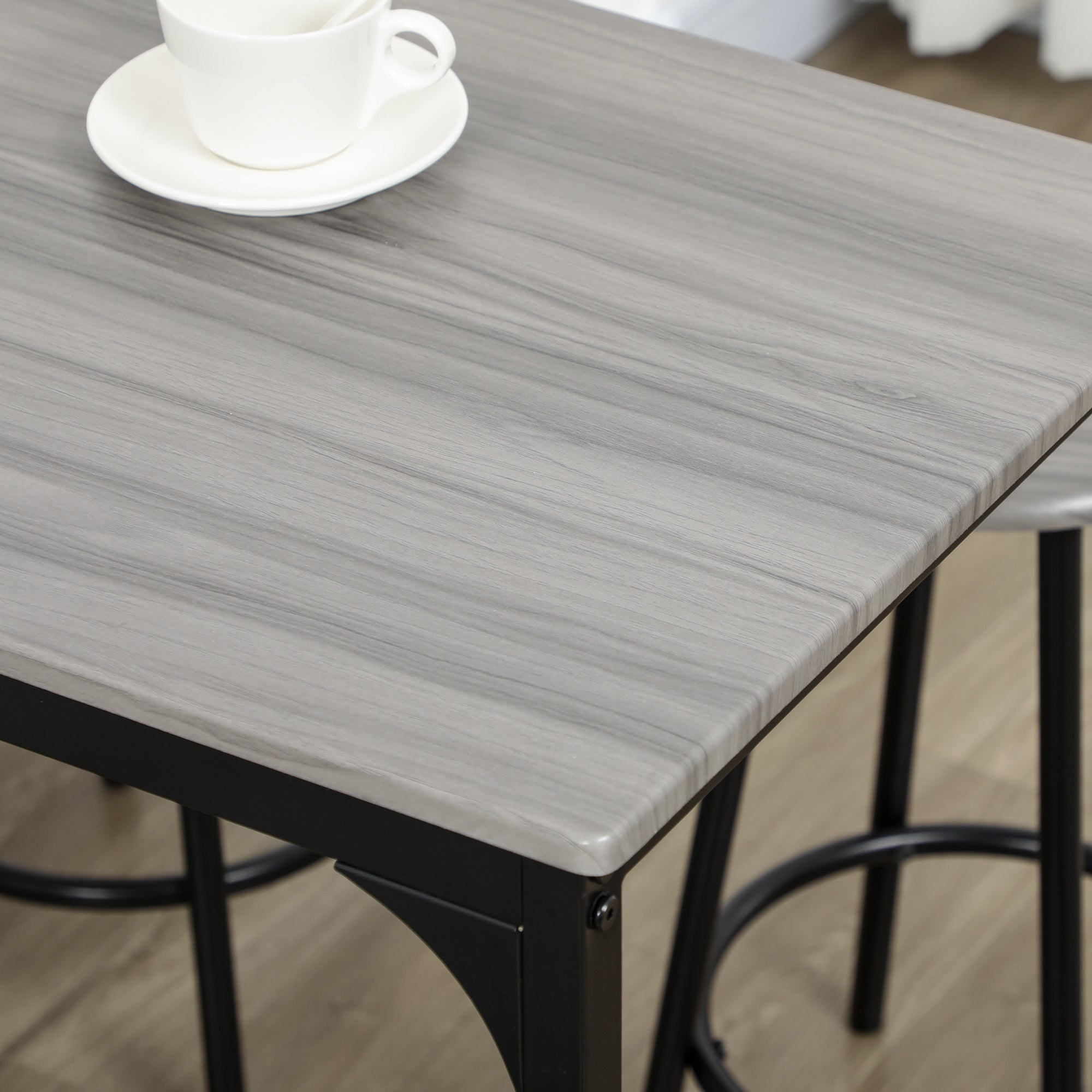 HOMCOM Bargarnitur, 5-teilig, Tisch & 4 Hocker, Industrie-Design, kompakt, rustikal
