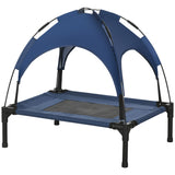 PawHut Haustierbett Outdoor-Hundebett, wetterbeständig, mit Baldachin, 61cm x 46 cm x 62 cm, Blau + Schwarz, 61m x 46cm x 62cm
