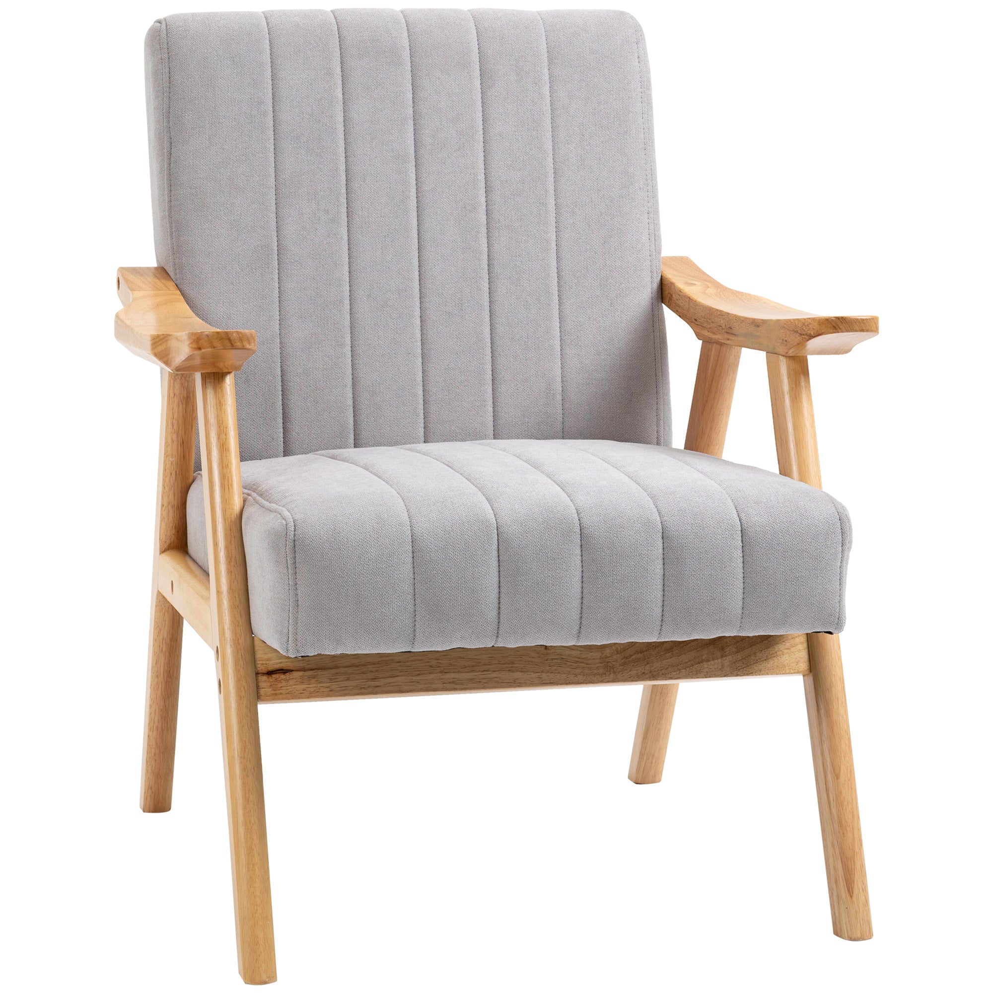 HOMCOM Polsterstuhl Skandi Design extra bequem Samt Hellgrau