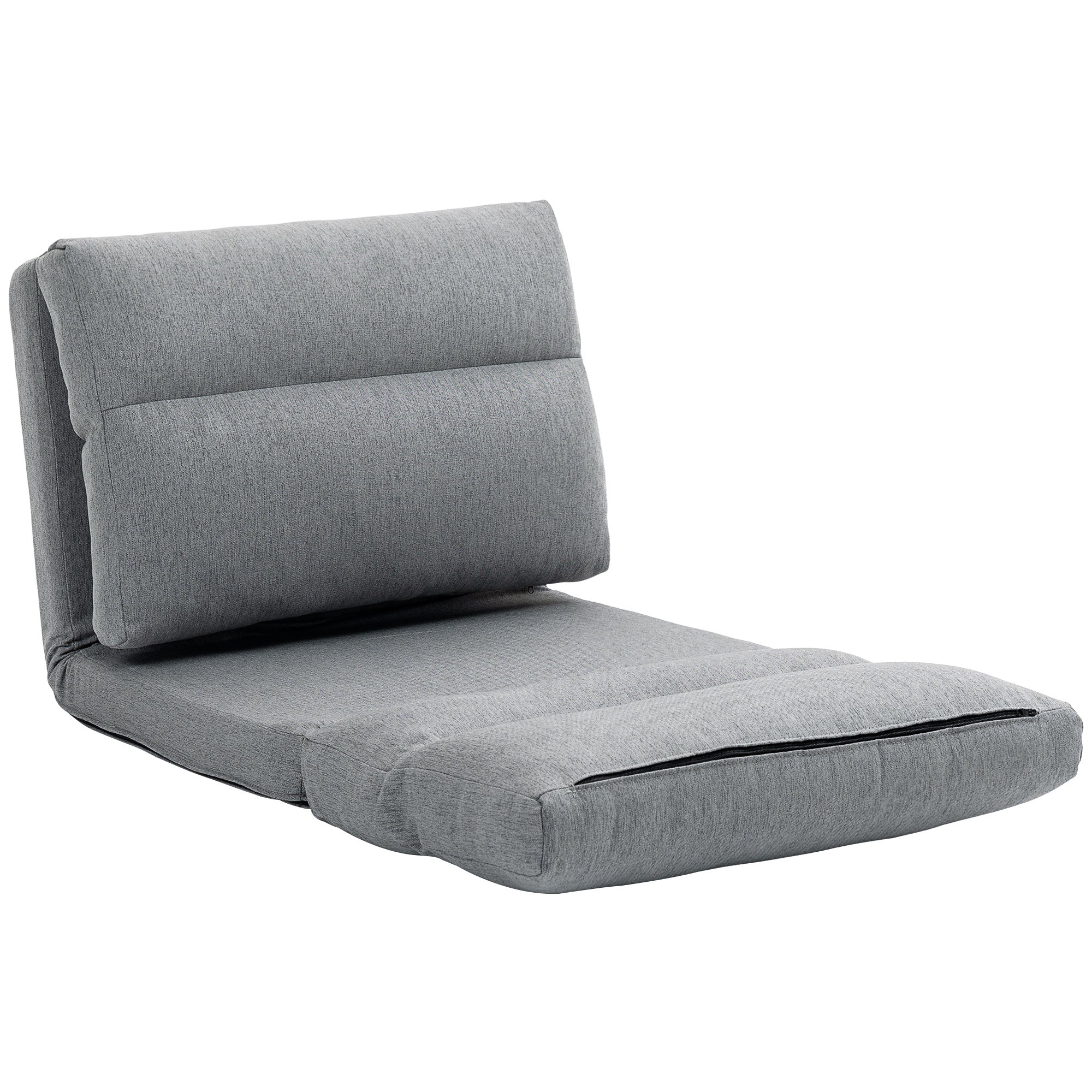 HOMCOM Sitzsack mit Bettfunktion, neigbare Lehne, klappbar, bis 120kg, 70 x 72 x 56 cm, Grau
