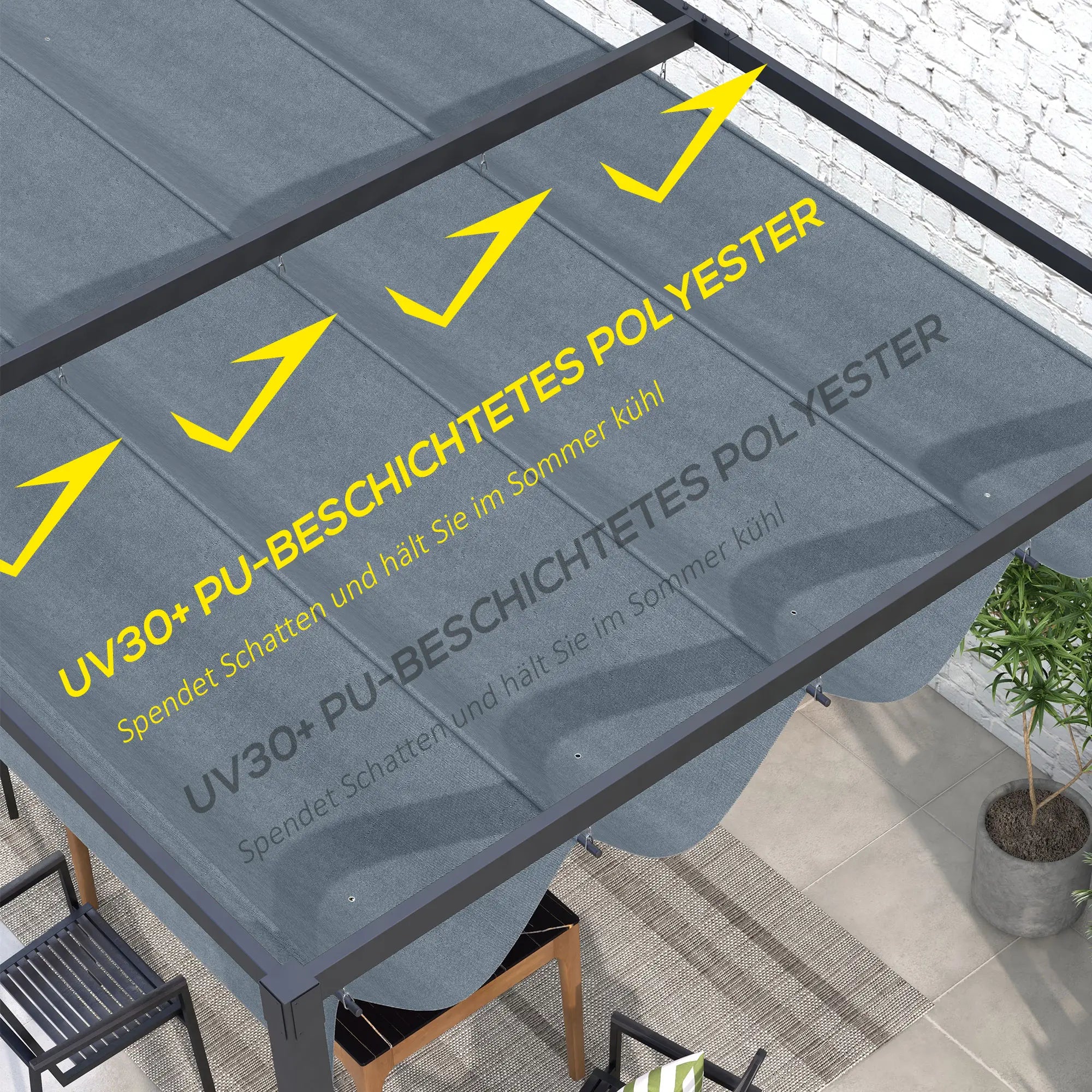 Ersatzdach für Pergola 3x2,5?m, UV-Schutz, Dunkelgrau