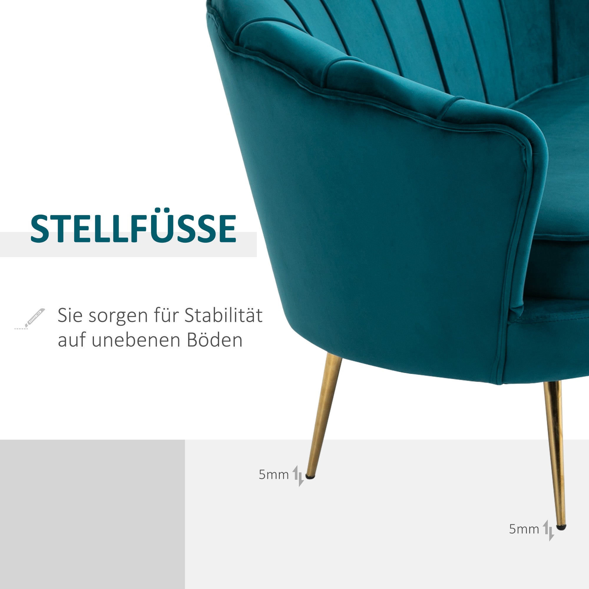 HOMCOM 2-Sitzer-Sofa, Couch, Polstersofa, Samtoptik, Doppelsofa, bis 150 kg belastbar, 130 x 77 x 77 cm, Dunkelgrün