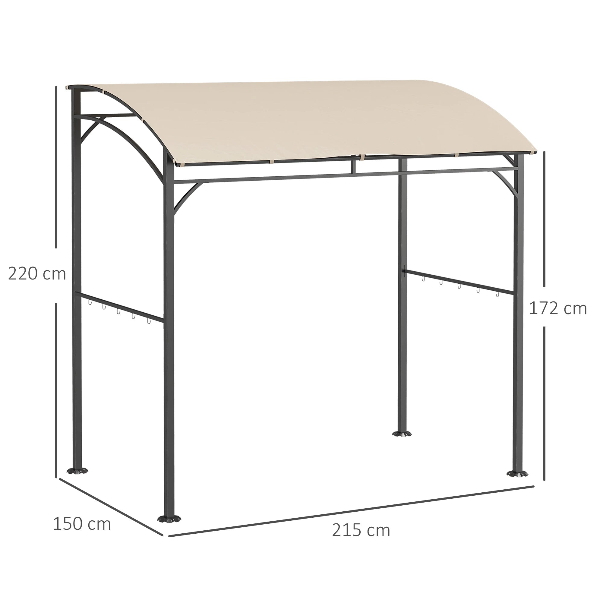 Outsunny Grillpavillon Gartenpavillon feuerfestes Dach Haken Outdoor