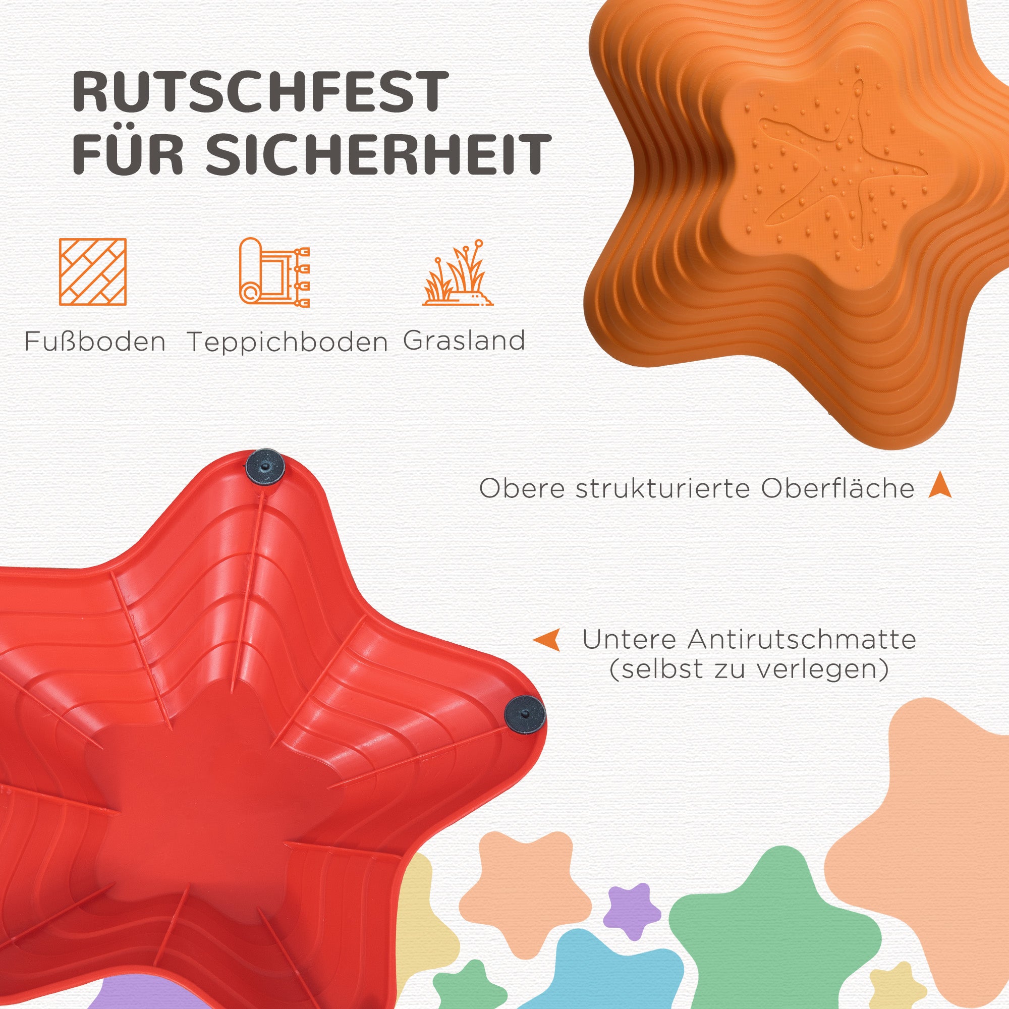 Outsunny Trittsteine für Kinder, stapelbar, rutschfest, 3 Größen, bis 80 kg, In-/Outdoor