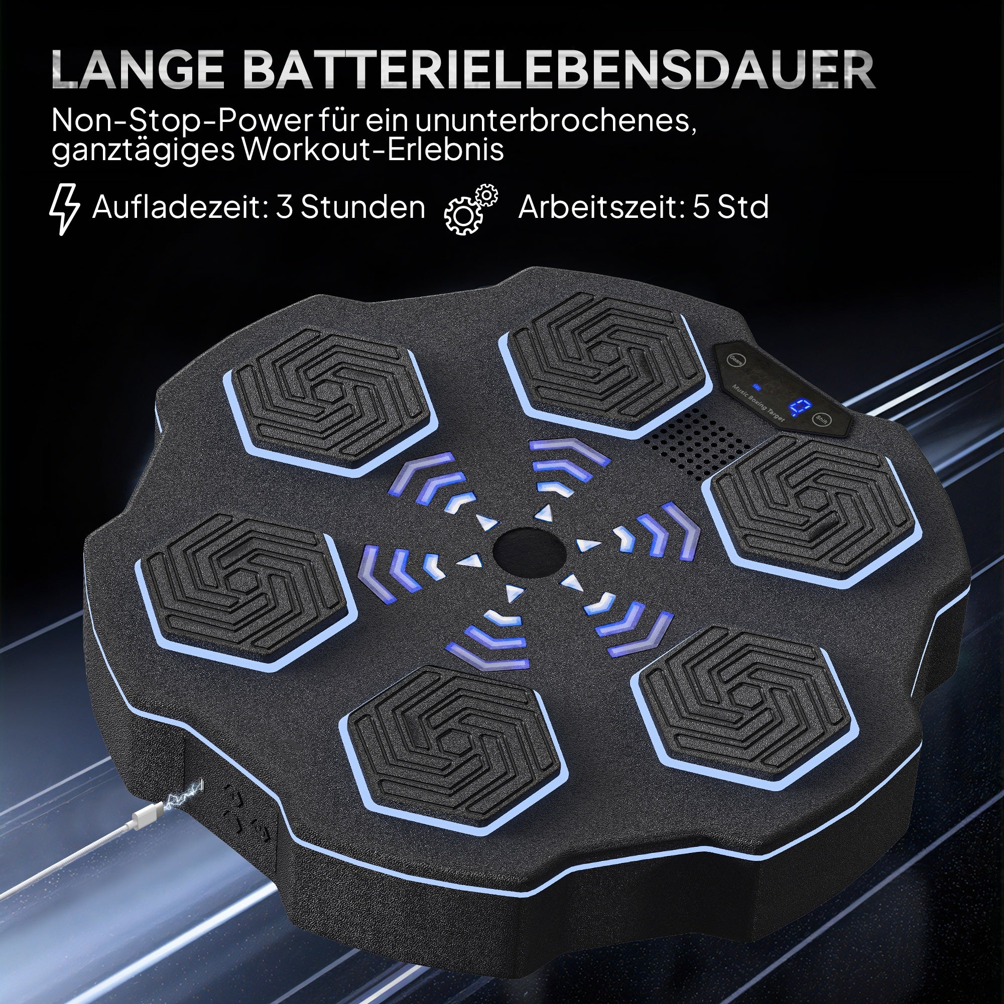 SPORTNOW Musikboxmaschine, Bluetooth-Boxgerät, Wandmontage, 9 Geschwindigkeiten und Modi, LED-Lichter, Schwarz
