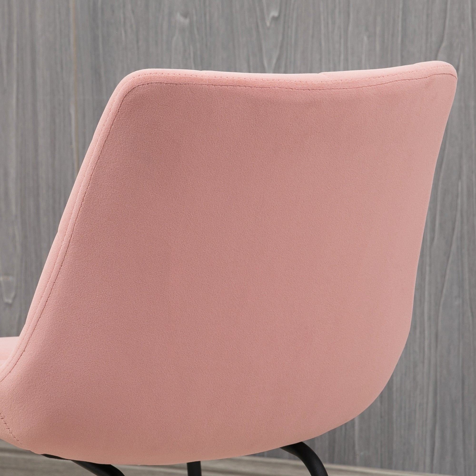 HOMCOM 2er-Set Esszimmerstühle  Akzentstühle Küchenstühle, Retro-Design, Samtoptik, 50 cm x 61 cm x 79 cm, Rosa