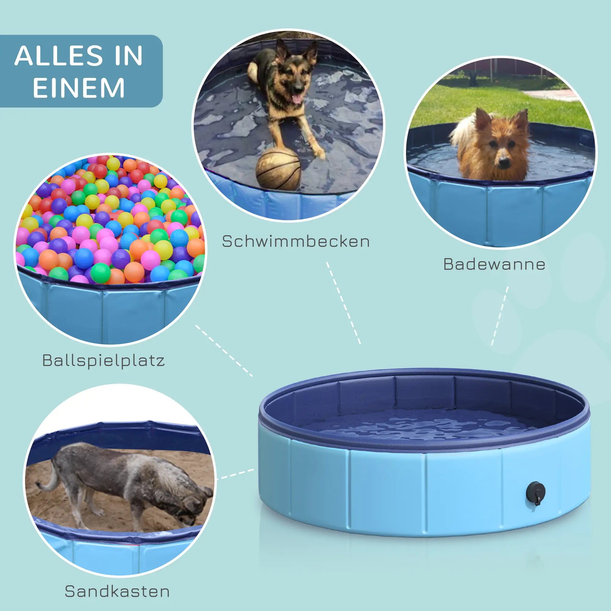 PawHut Hundepool faltbar vielseitig einsetzbar Holz