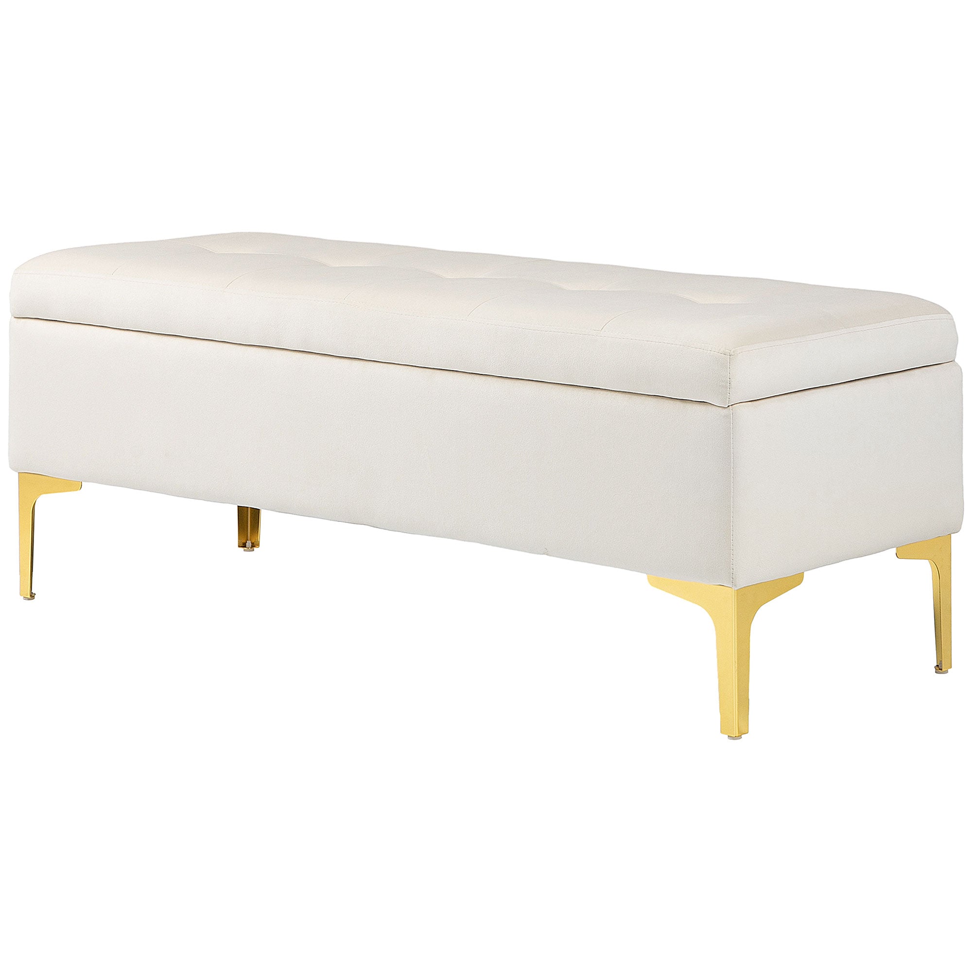 HOMCOM Sitzbank mit Stauraum, belastbar bis 120kg, 120x44x44,5cm, Beige