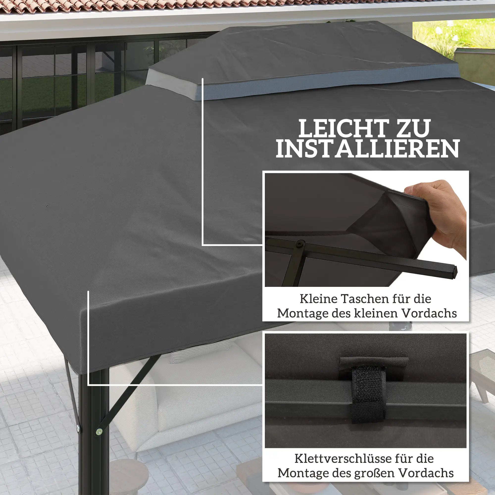 Outsunny Ersatzdach 3×4?m wasserdicht aus Oxford-Stoff