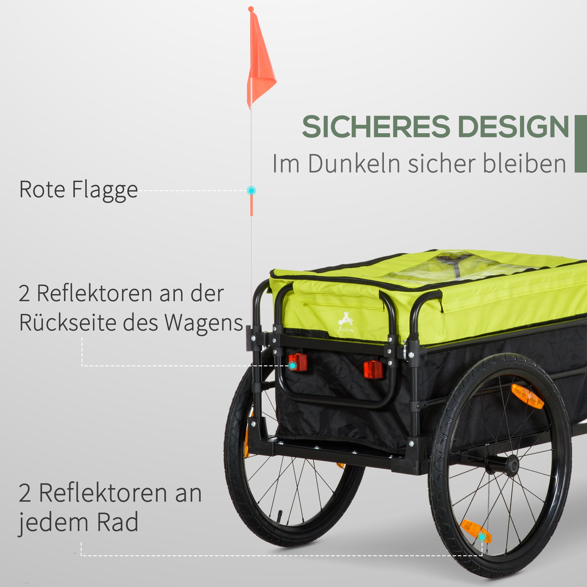 HOMCOM Lastenanhänger Bollerwagen 130 x 64 x 103 cm Stahl Schwarz+Gelb