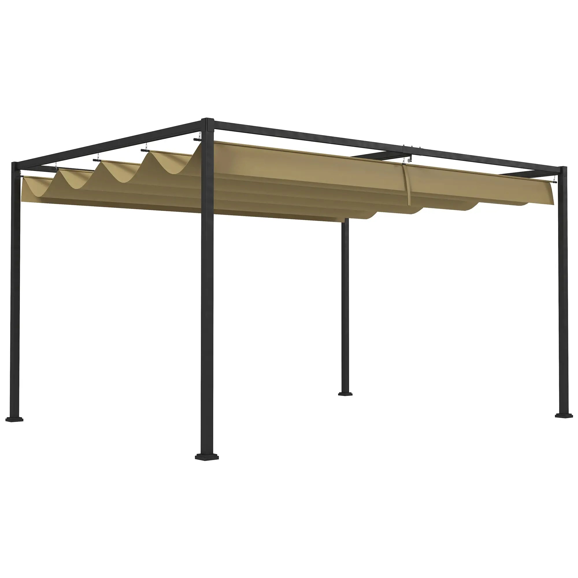 Outsunny Pergola 4×3 m Khaki mit Schiebedach