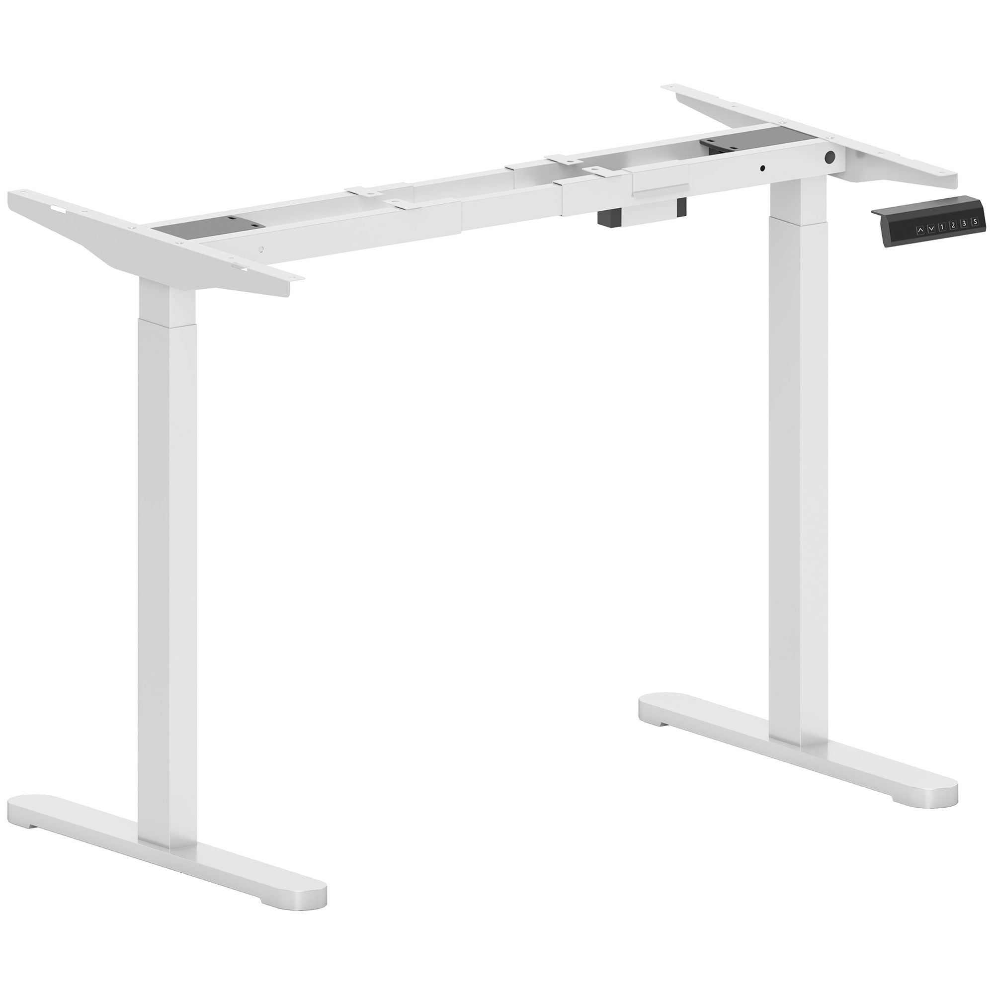 HOMCOM Elektrisches Schreibtischgestell, höhenverstellbar, mit Speicherfunktion, Stahl, Weiß