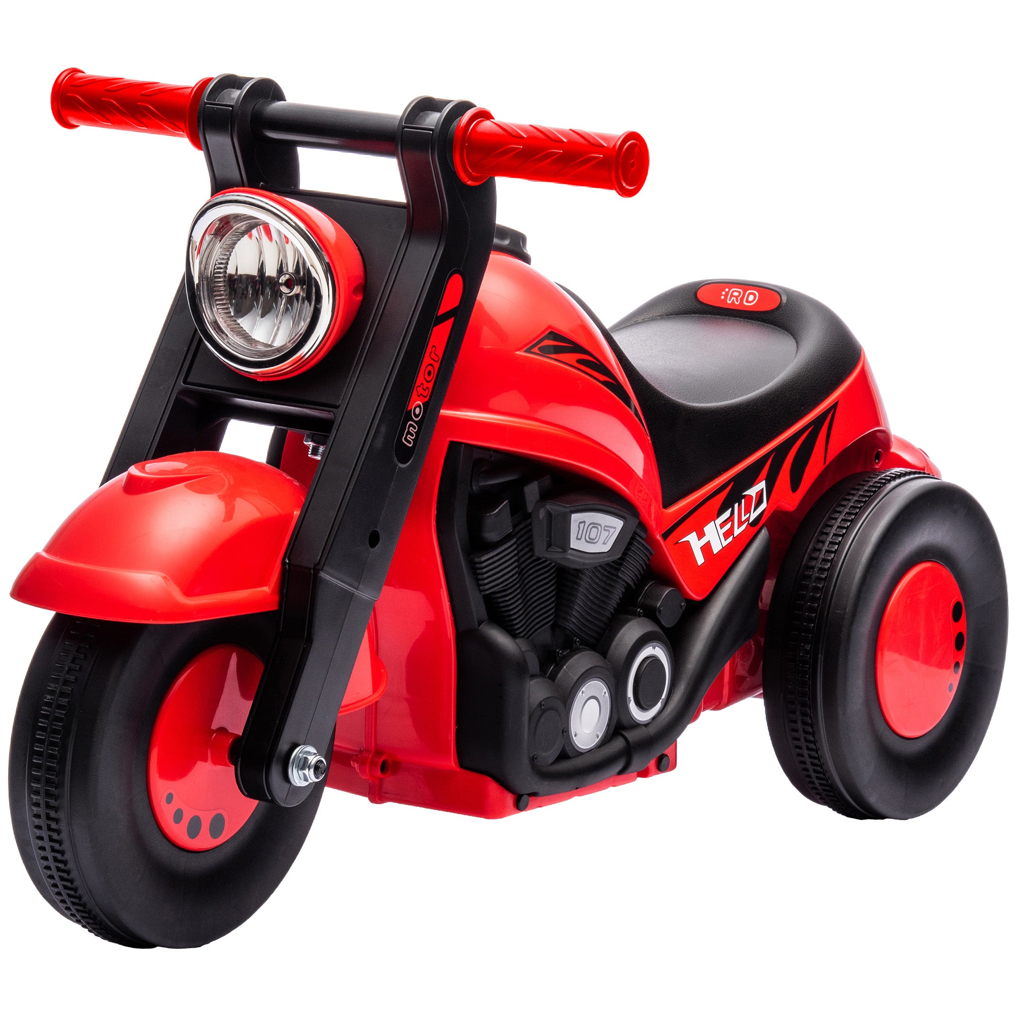 AIYAPLAY Rutschauto, Motorrad-Design, Musik und Seifenblasen, für 2-5 Jahre, Rot