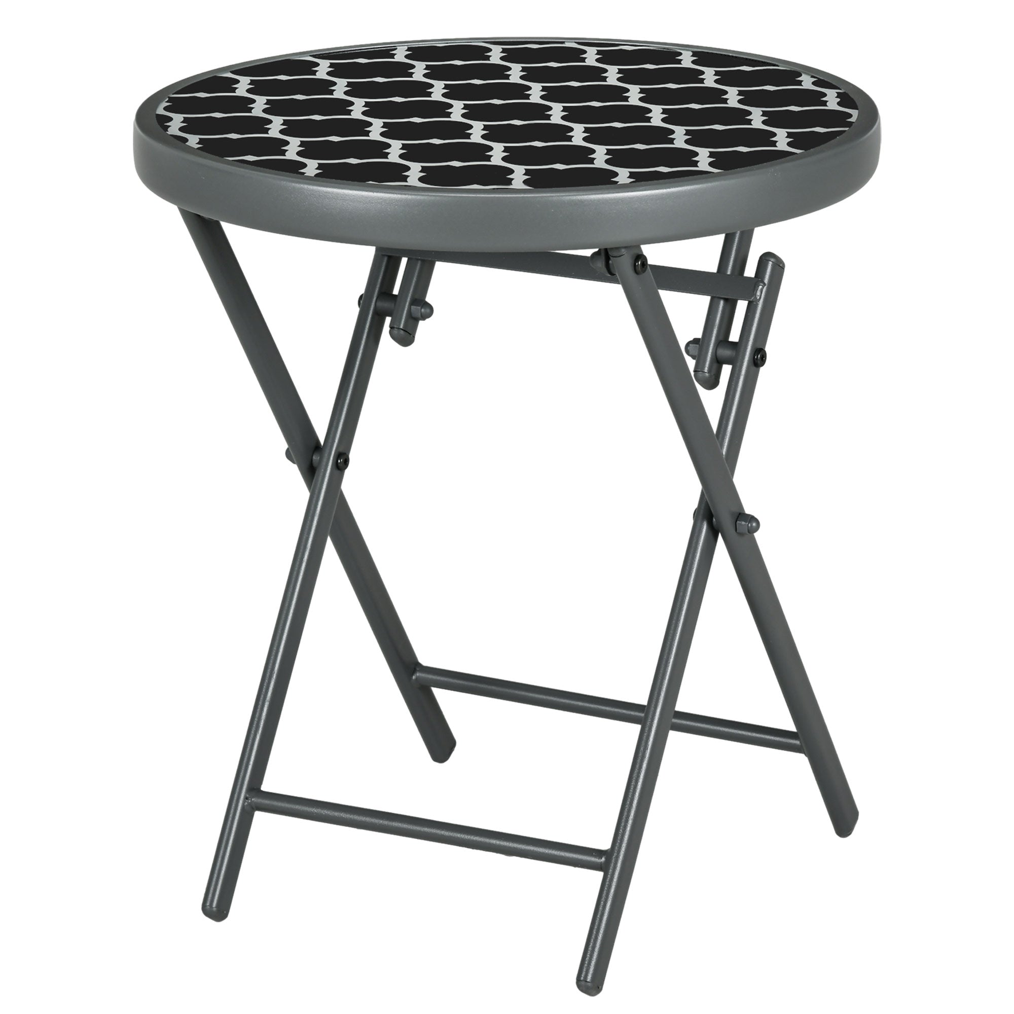Outsunny Gartentisch Klapptisch Garten-Klapptisch, rund, wetterbeständig, klappbar, Ø45 x 50 cm, Schwarz
