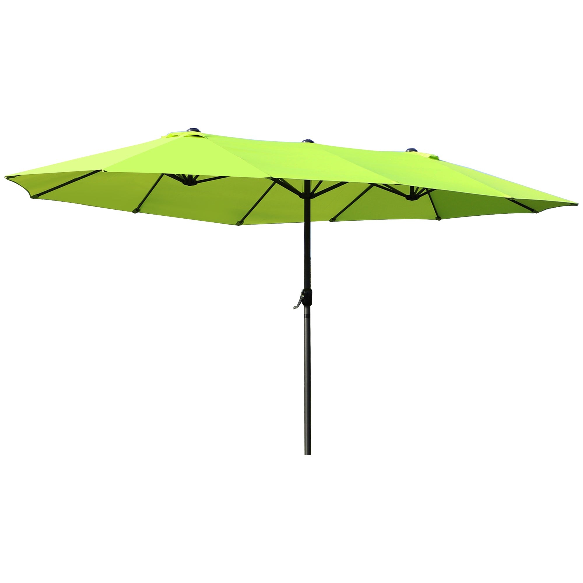 Outsunny Doppelsonnenschirm 455 x 270 cm Gartenschirm mit Handkurbel oval stabil Metallstange Marktschirm Doppelsonnenschirm Terrassenschirm Sonnenschutz für Strand Balkon Terrasse Garten Grün