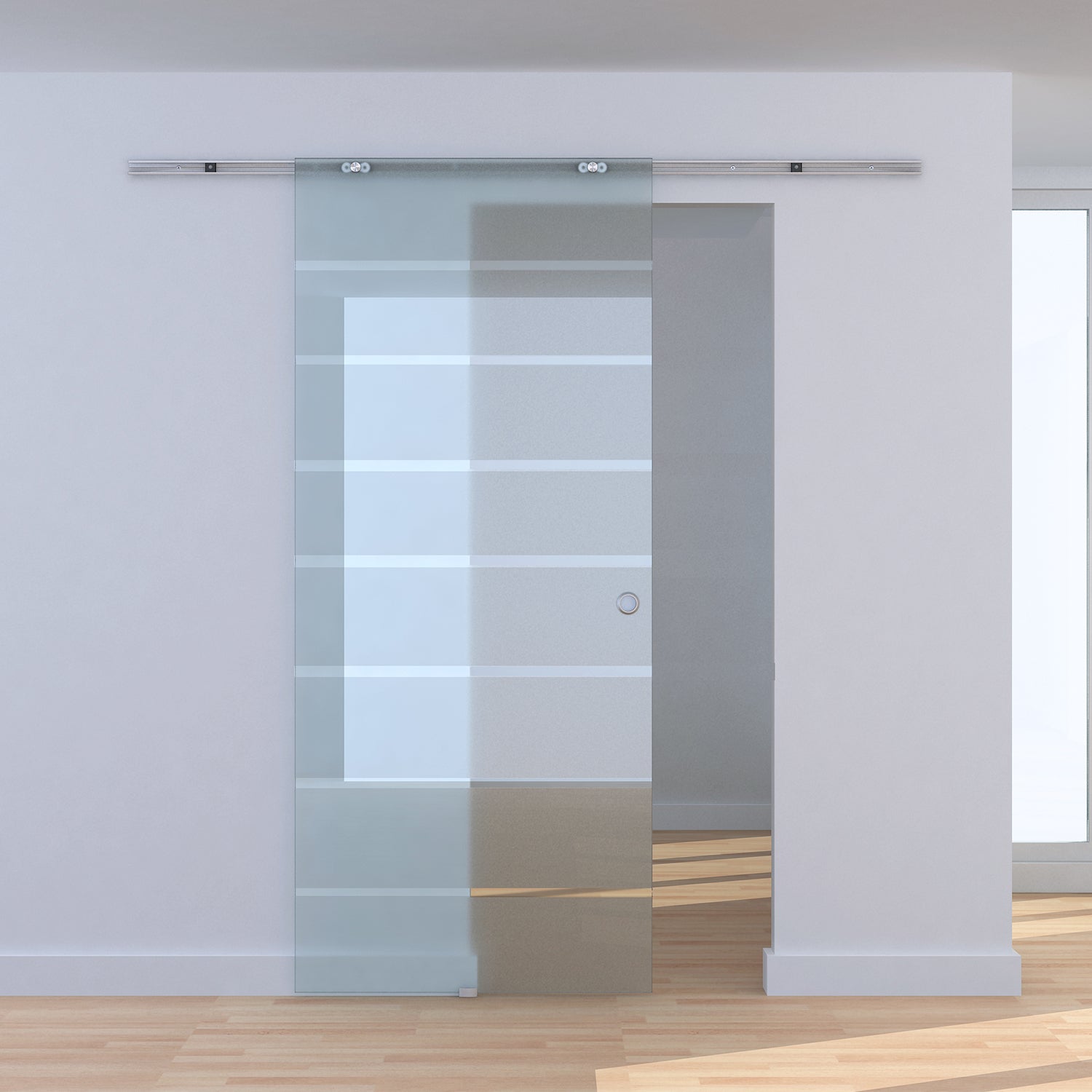 HOMCOM Glasschiebetür Schiebetür Glastür Zimmertür teilsatiniert 900 x 2050 mm