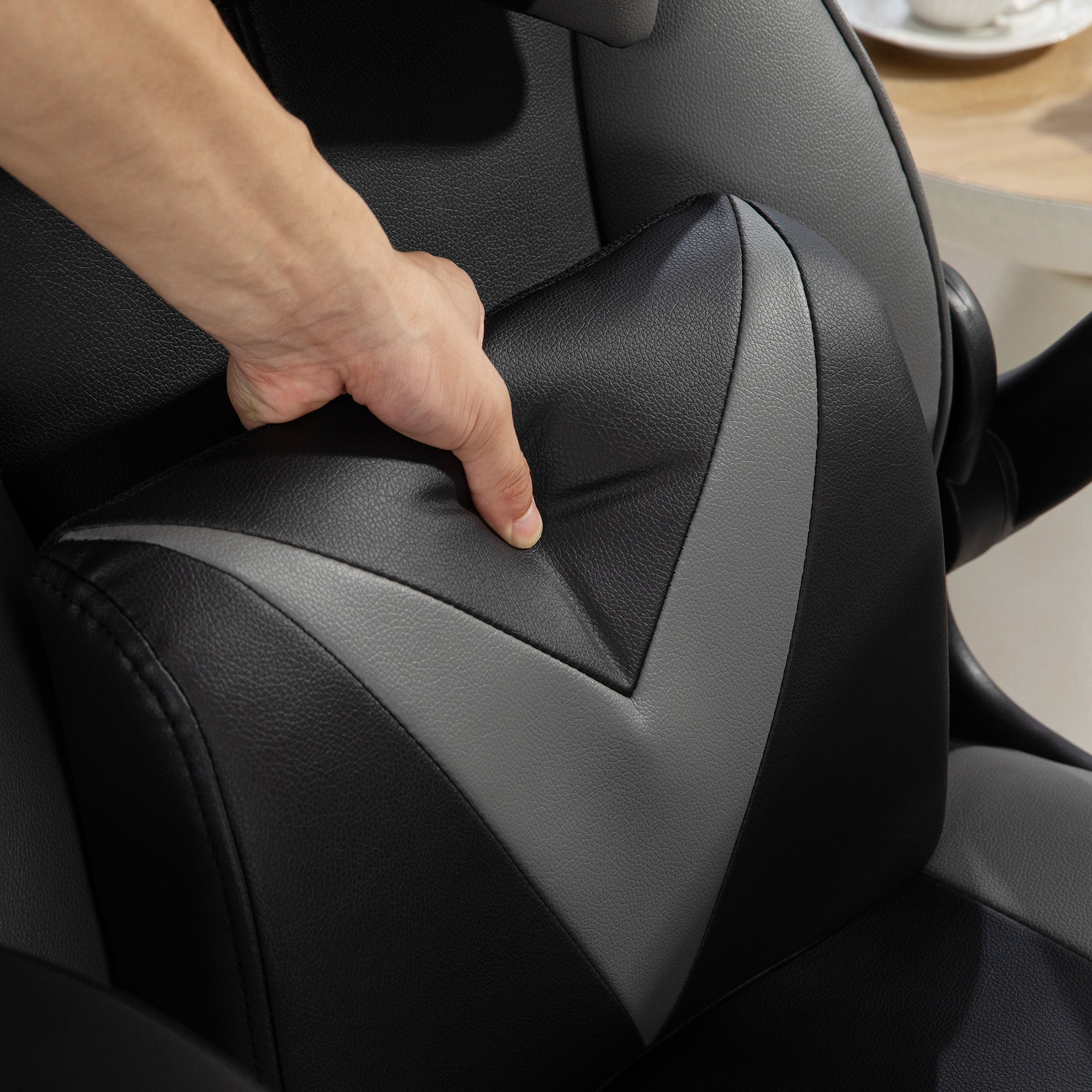 Vinsetto Gaming-Stuhl mit Schaukelfunktion, Drehstuhl, höhenverstellbar, gepolsterter Sitz, Metall, 67 x 71 x 112 cm, Grau
