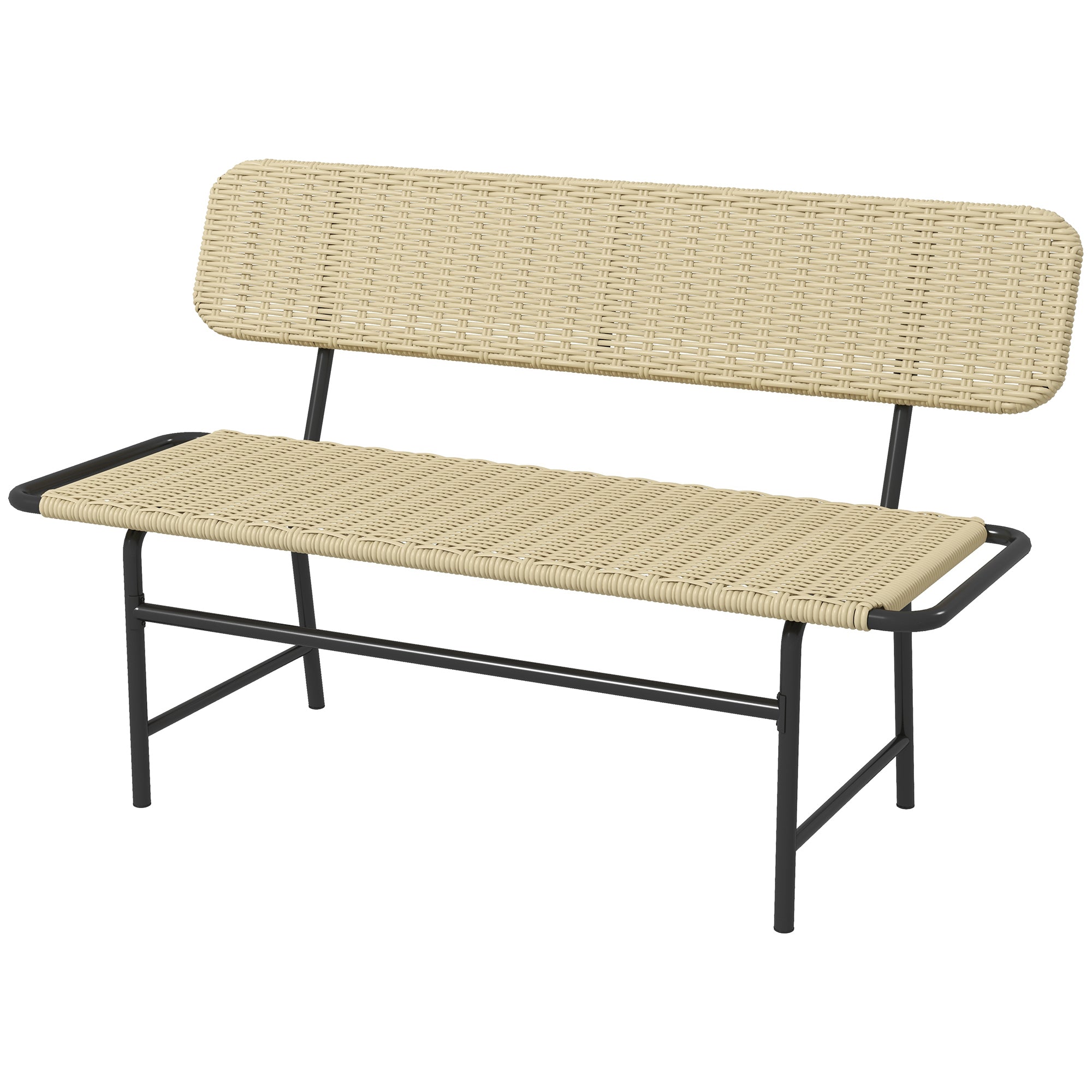 Outsunny 2-Sitzer Polyrattan Gartenbank Khaki