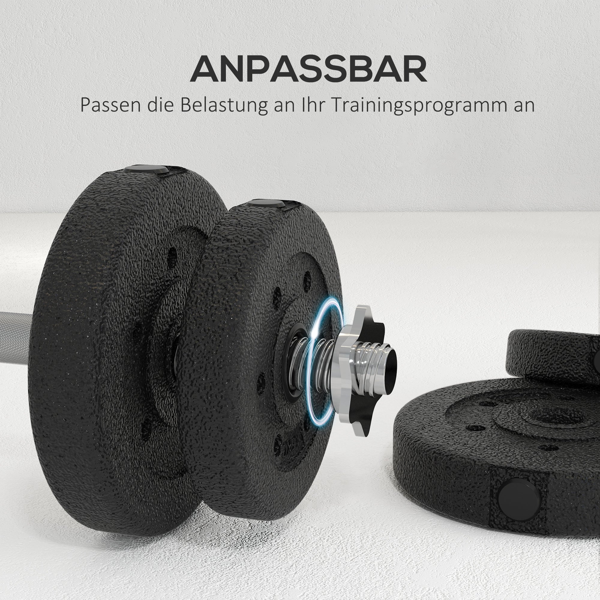 HOMCOM Kurzhantel Set 25KG Hantelset mit Hantelscheiben für Zuhause Büro Fitnessstudio Stahl Kunstleder Schwarz