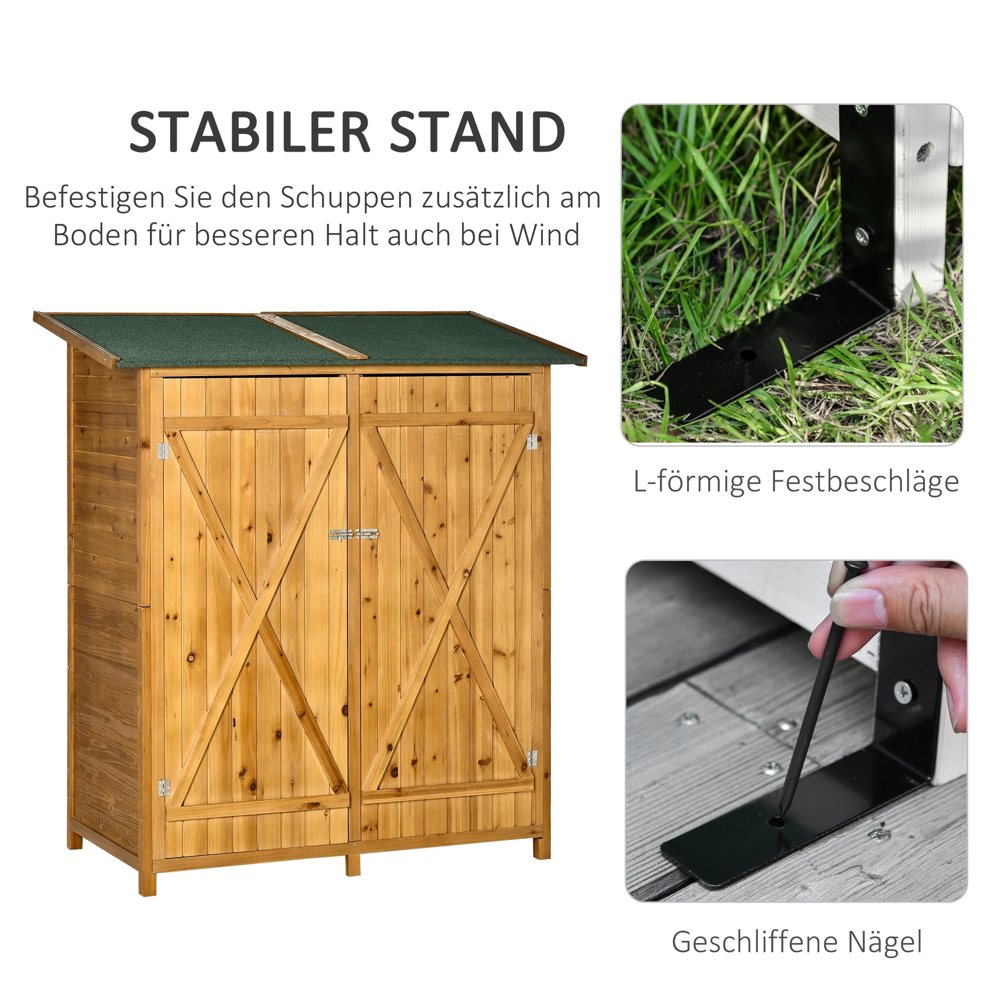 Outsunny Gartenschrank 140 × 75 × 157 cm Tannenholz Natur
