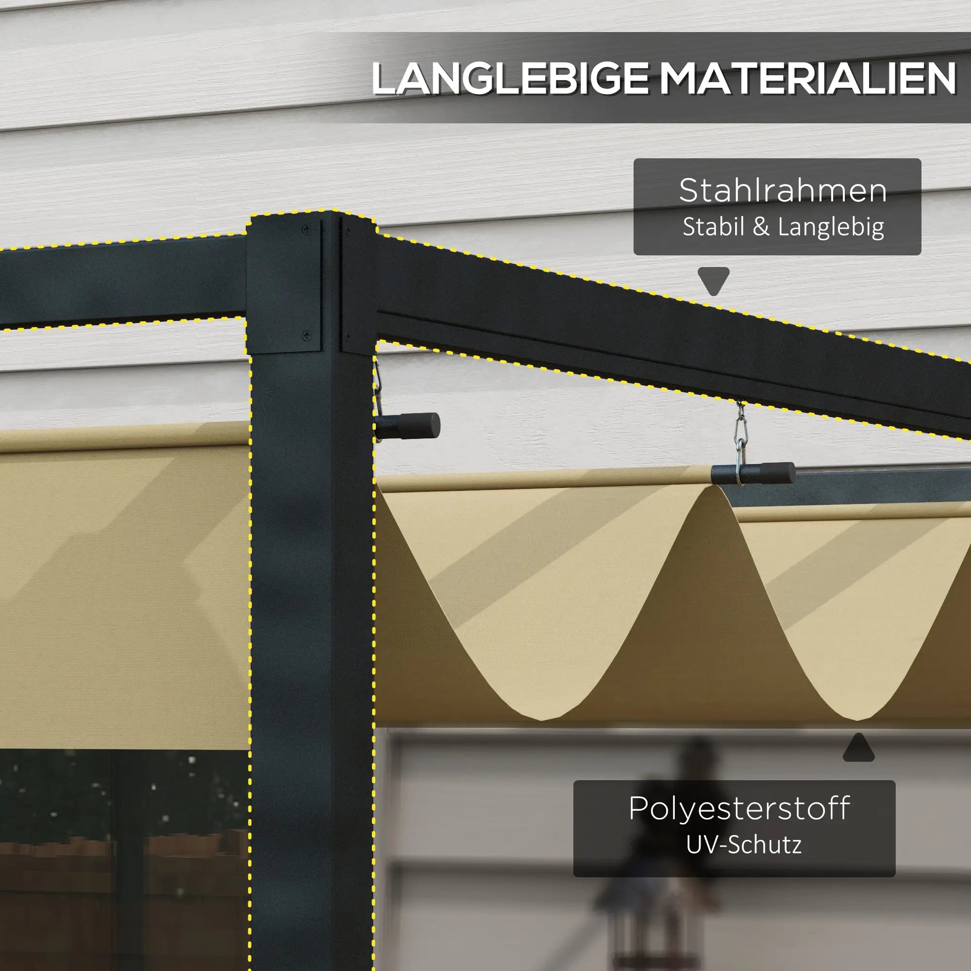 Outsunny Pergola 4×3 m Khaki mit Schiebedach