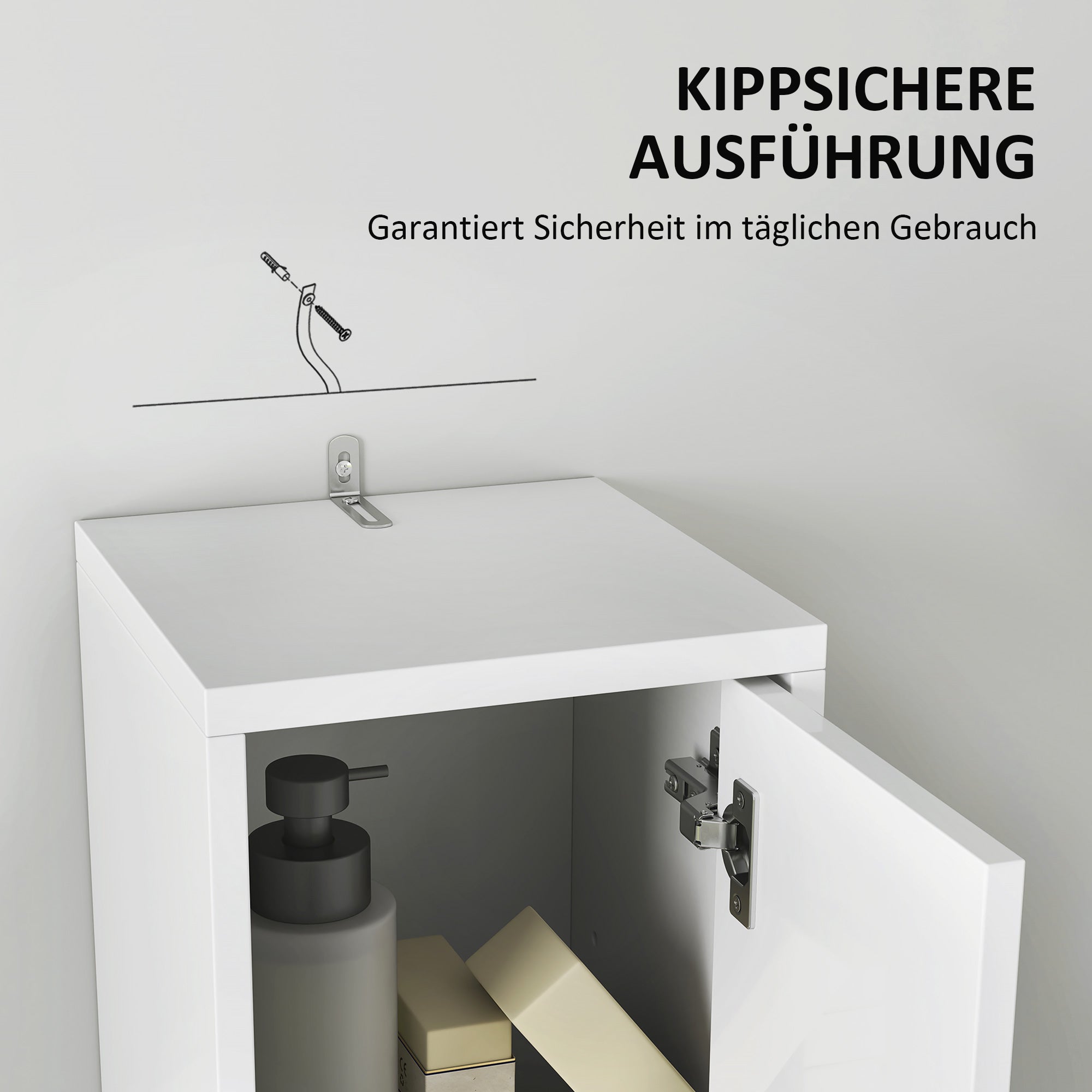 HOMCOM Badezimmerschrank, hoch und schlank, offene und geschlossene Bereiche, Weiß