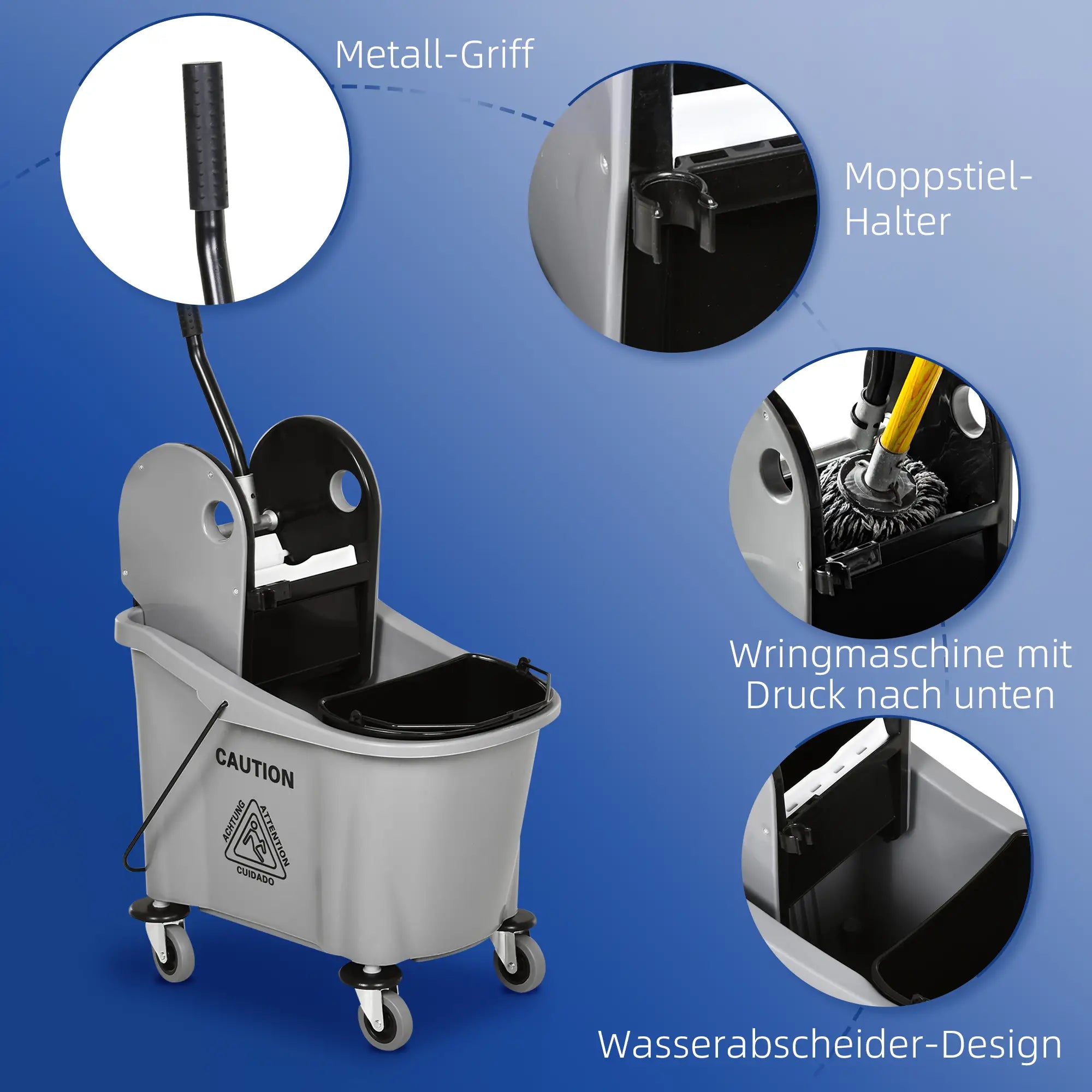 HOMCOM Reinigungswagen 36?L Grau