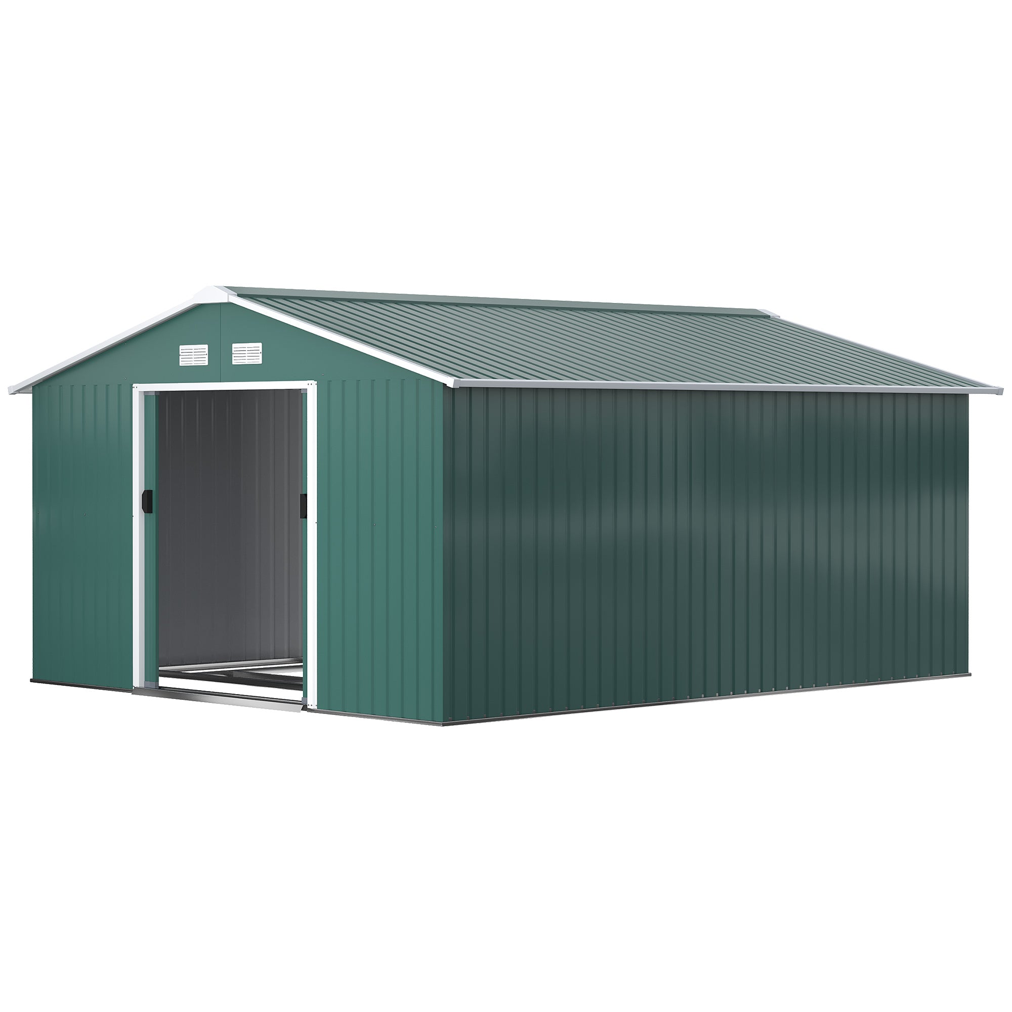 Outsunny Gerätehaus 12,4 m² Stahl Gartenhaus mit Schiebetür