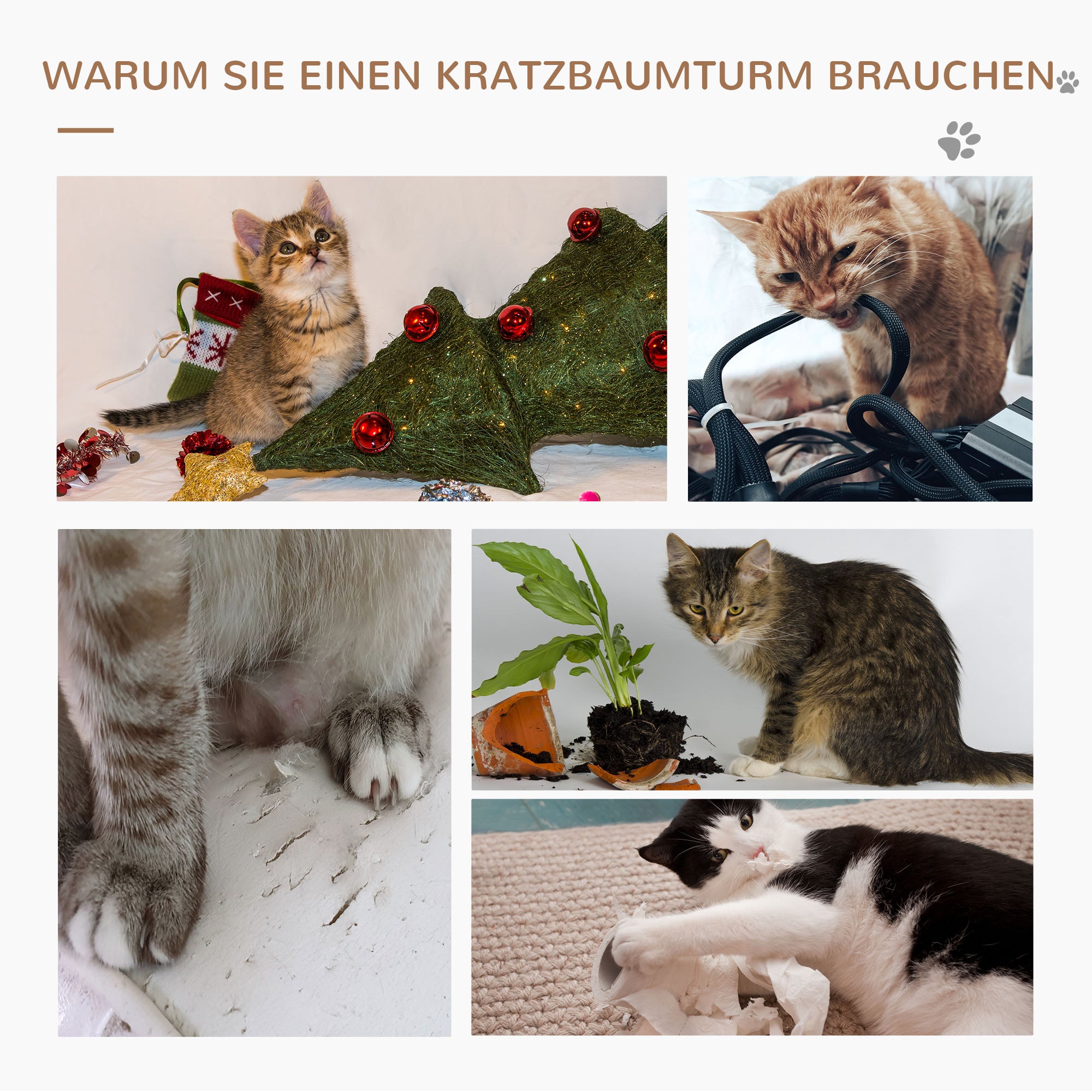 PawHut Kratzbaum 91 cm Katzenturm mit Sisalstämme, Plattform, Kissen mehrstöckiger Katzenkratzbaum, Kletterbaum, für mittelgroße Katzen, Hellbraun