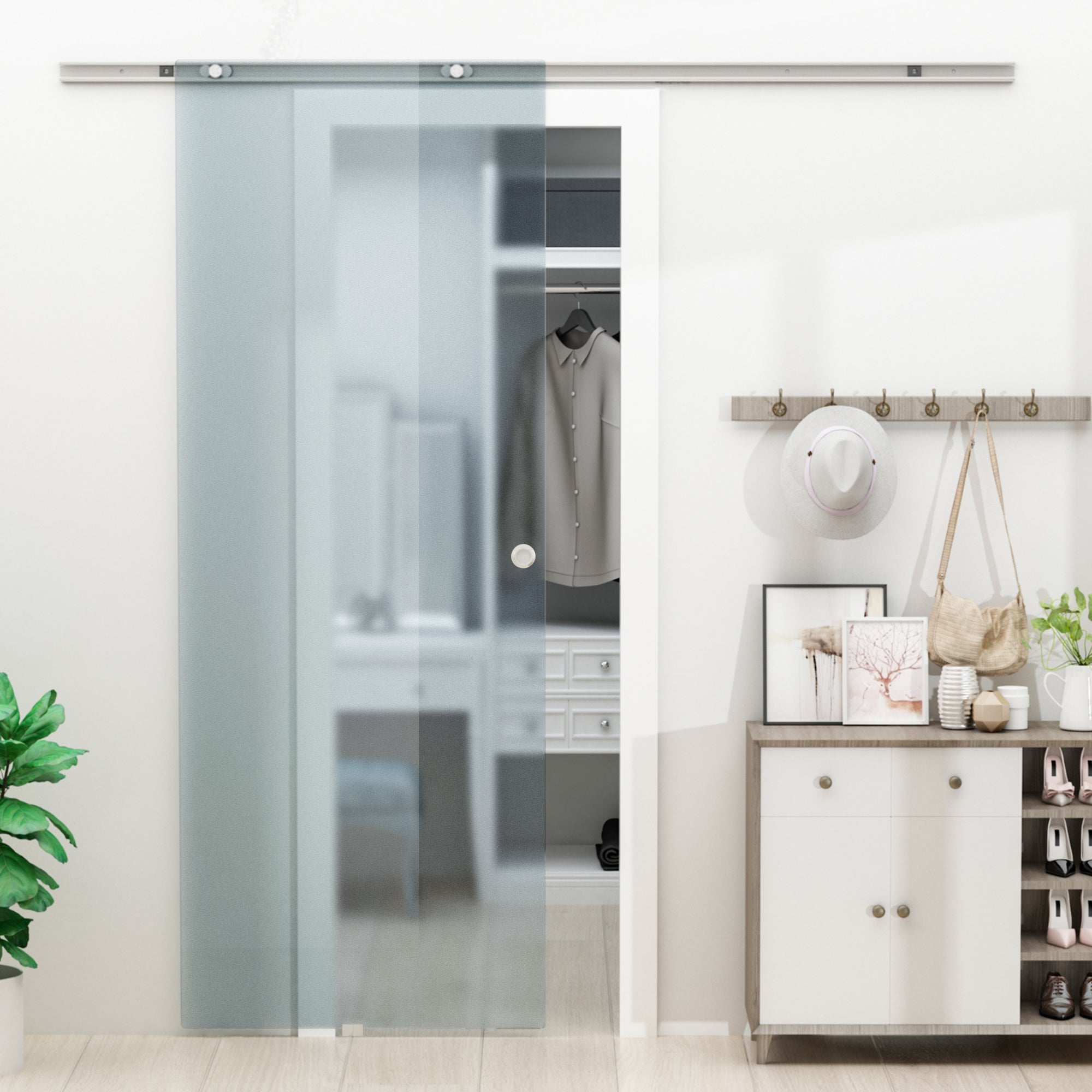 HOMCOM Glasschiebetür blickdicht lichtdurchlässig Aluminium
