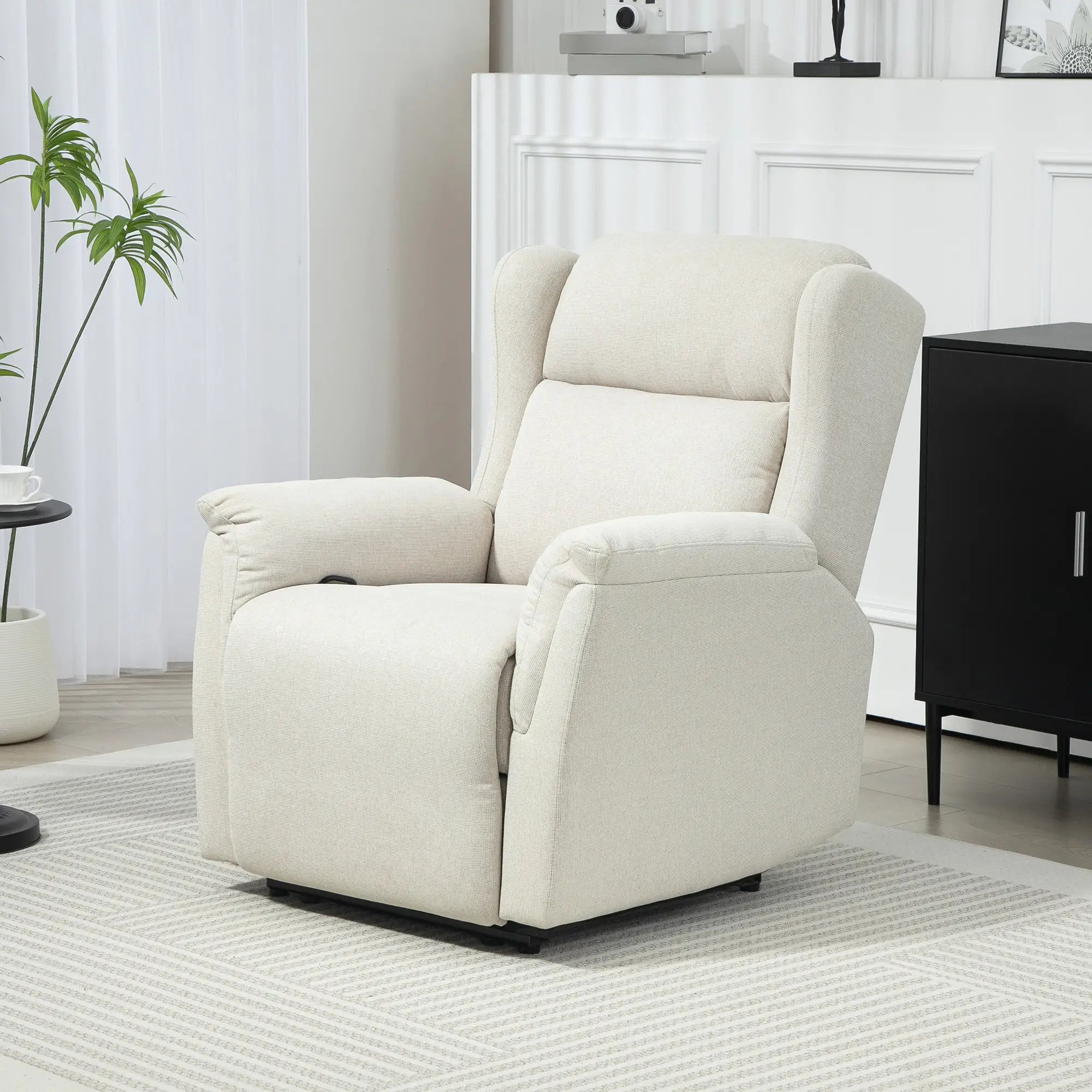 HOMCOM Relaxsessel, Verstellbarer Polstersessel mit Fußstütze, 160° neigbar, Leinenoptik, schneller Aufbau, Beige