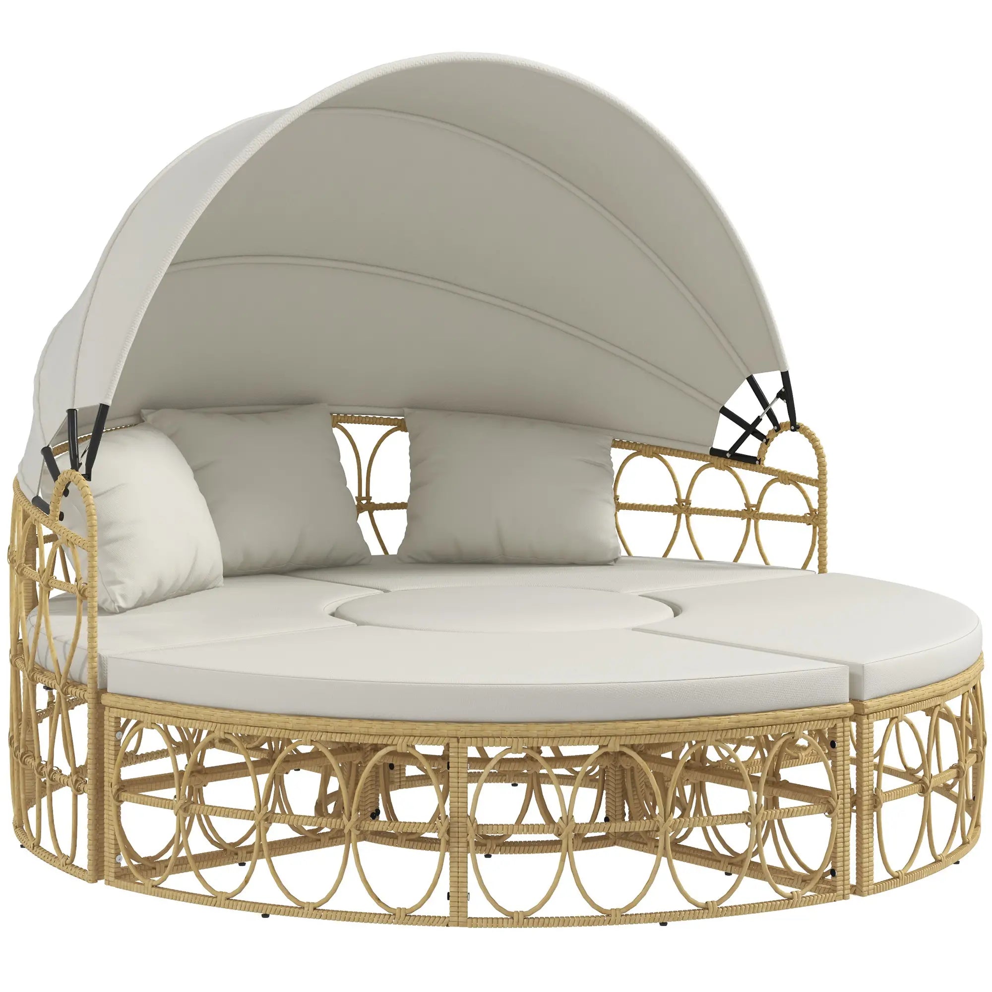Outsunny Gartenmuschel Sonneninsel Set ausziehbares Dach Outdoor
