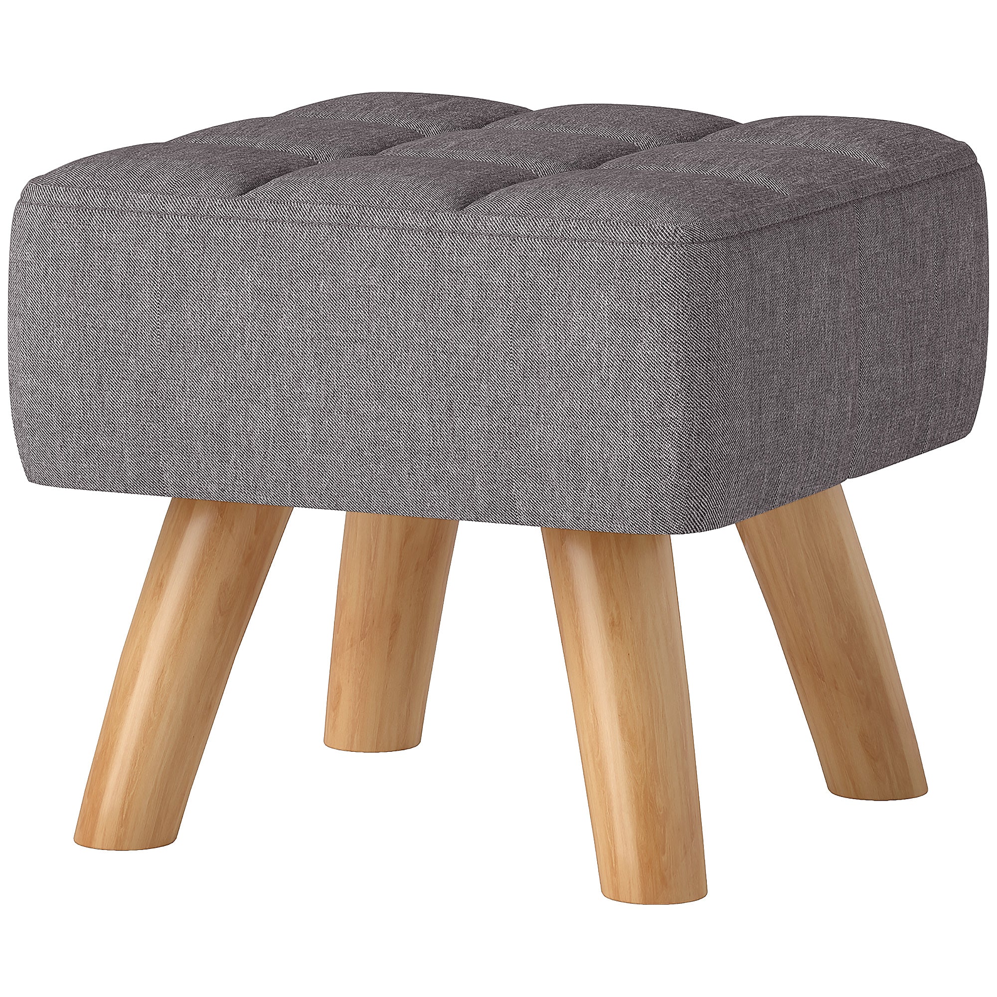HOMCOM Fußhocker mit Polsterung, Leinenoptik, Holzbeine, bis 110 kg belastbar, Grau