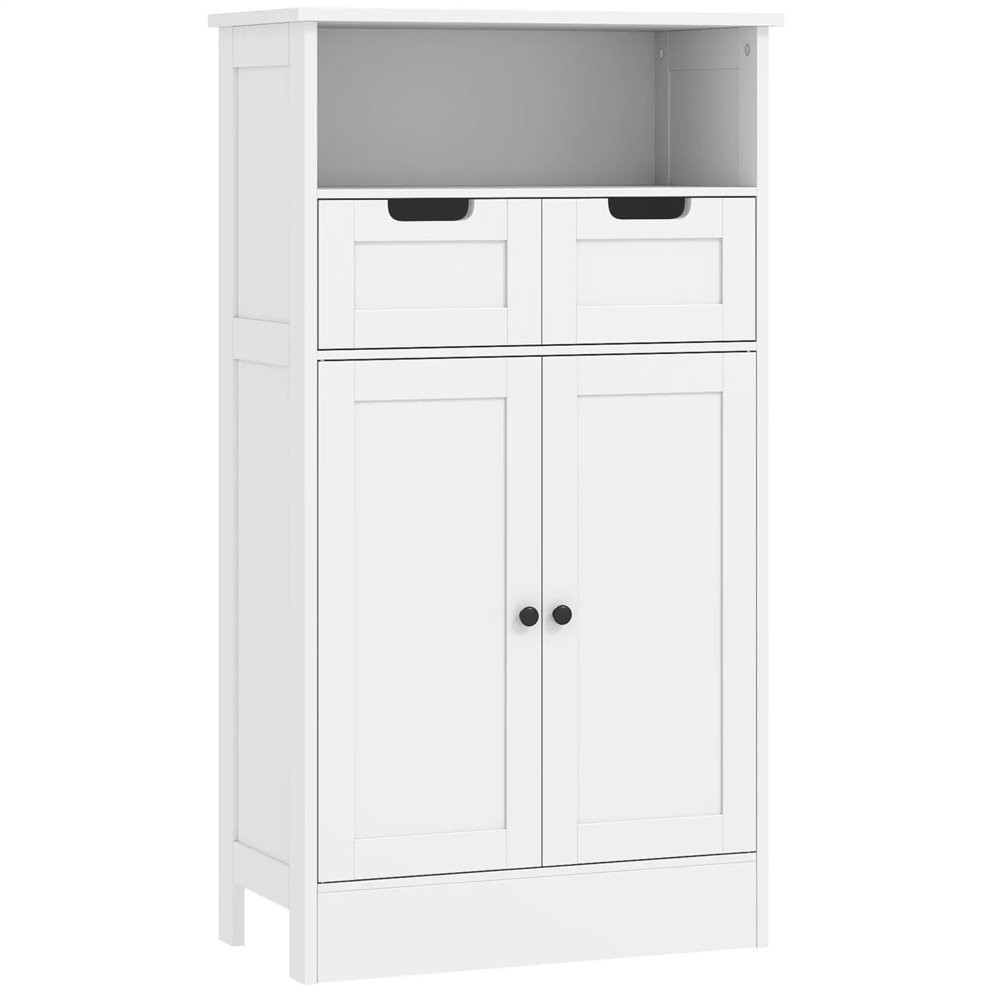 kleankin Badzimmerschrank 60x30x108,8 cm Weiß mit 2 Schubladen