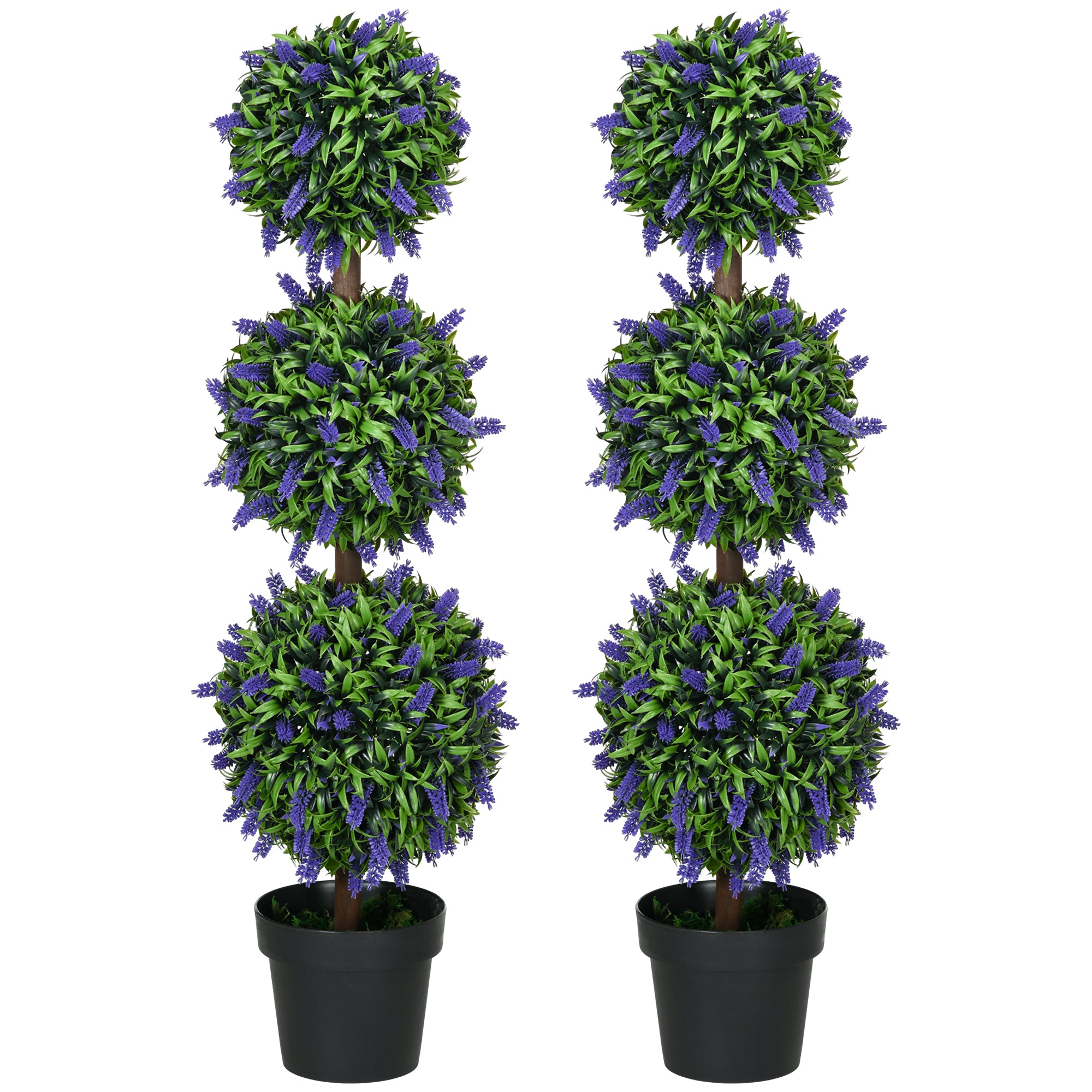 HOMCOM 2er-Set Künstliche Pflanzen, UV-beständige Kunstpflanze im Blumentopf, 110 cm Zimmerpflanze für Wohnzimmer, Garten