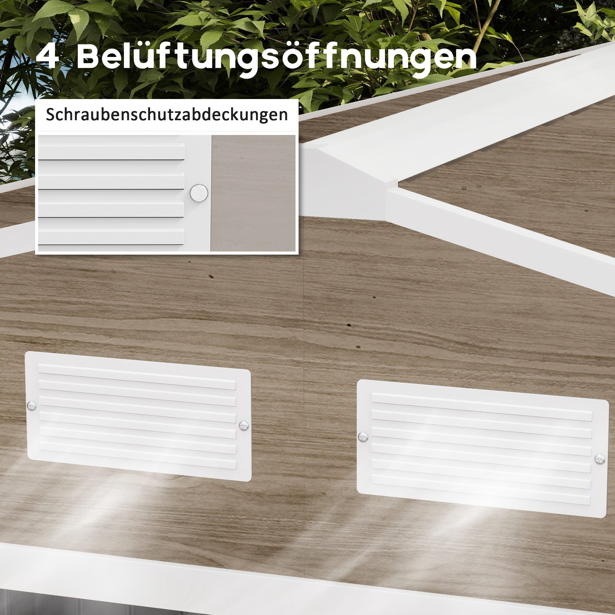 Outsunny Geräteschuppen, 2 Schiebetüren, 4 Fenster, wetterfest, Metallgehäuse, 2,7 x 1,9 x 1,9 m, Braun