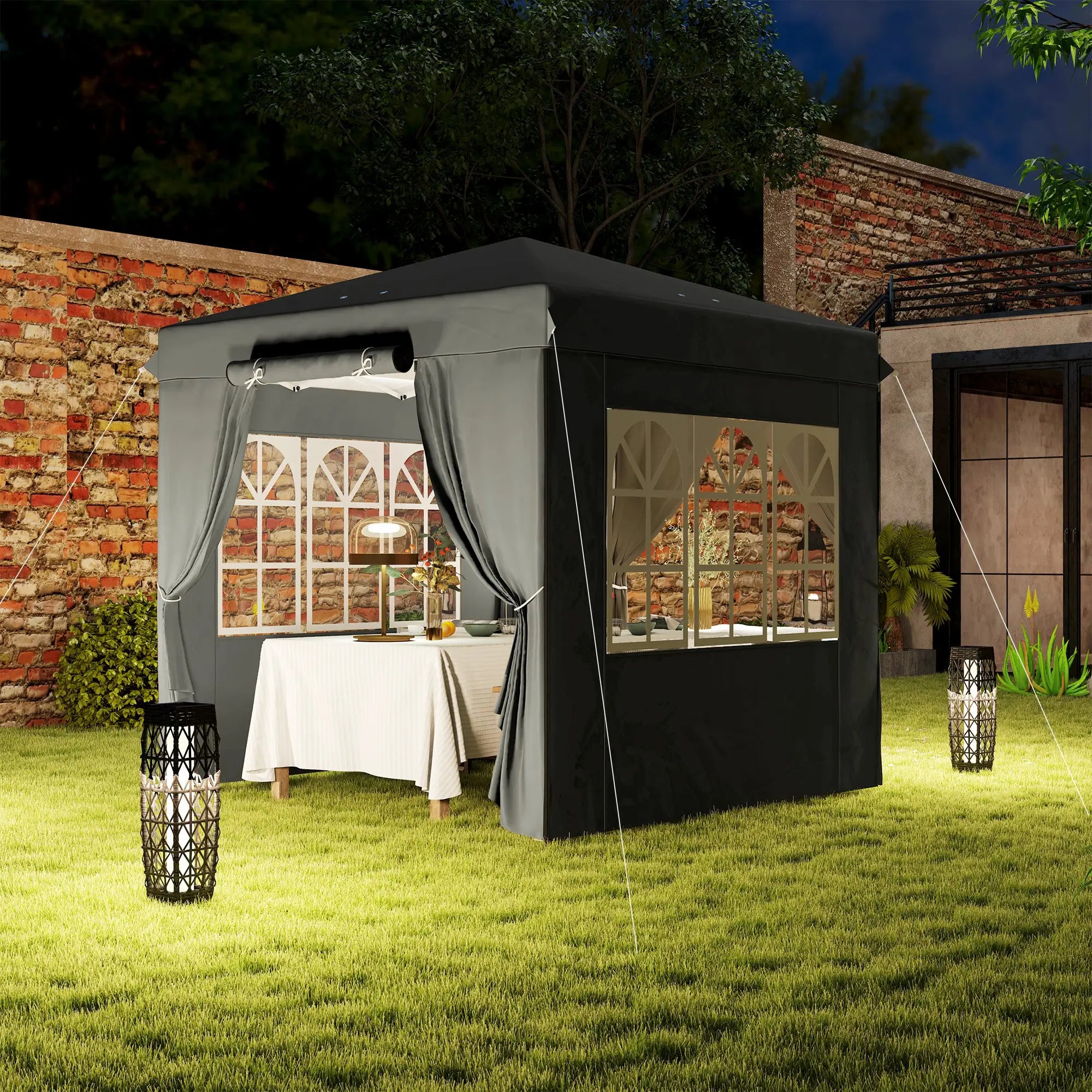 Outsunny Faltpavillon 2,5x2,5?m UV-Schutz 50+ mit Seitenteilen
